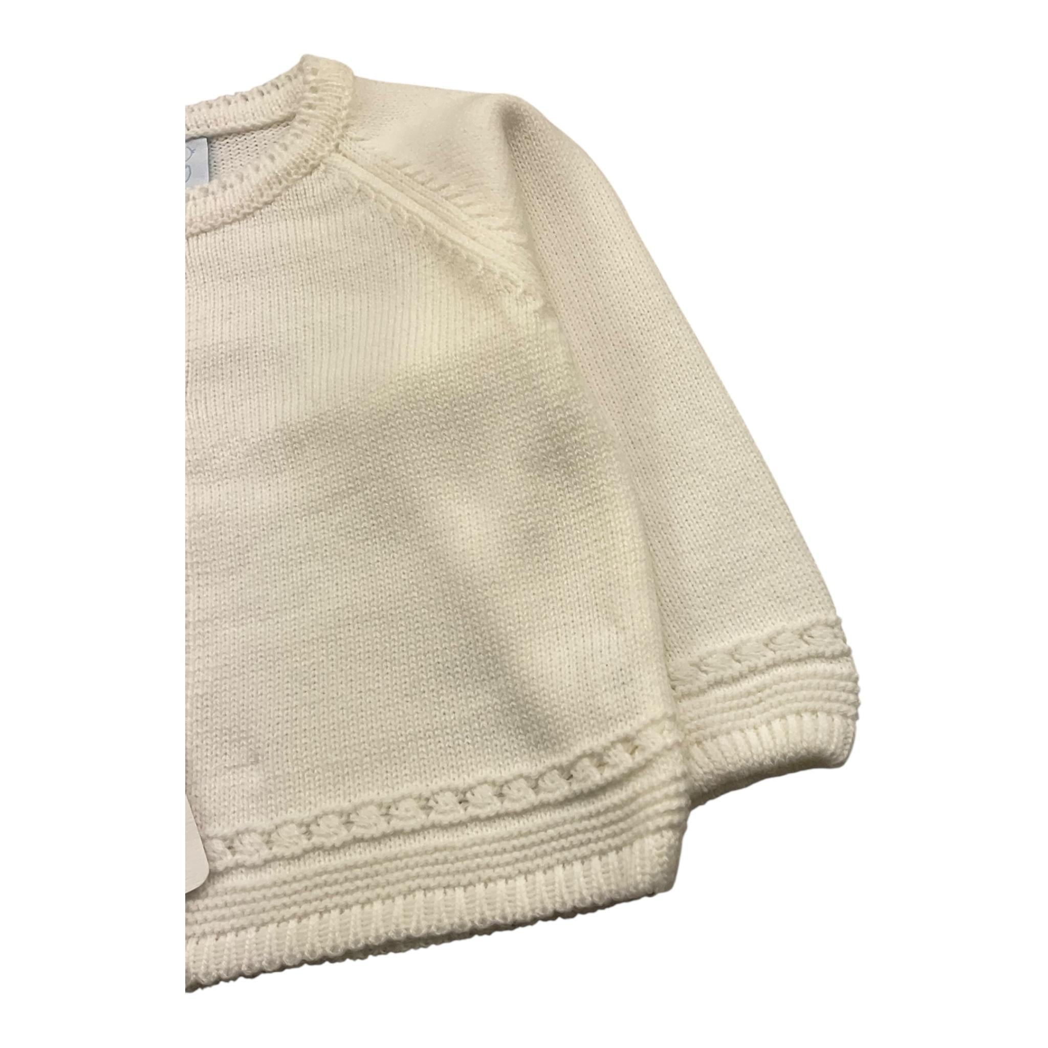 GRANLEI cardigan tinta unita con trafori Panna per Neonato 224227 PANNA GRANLEI