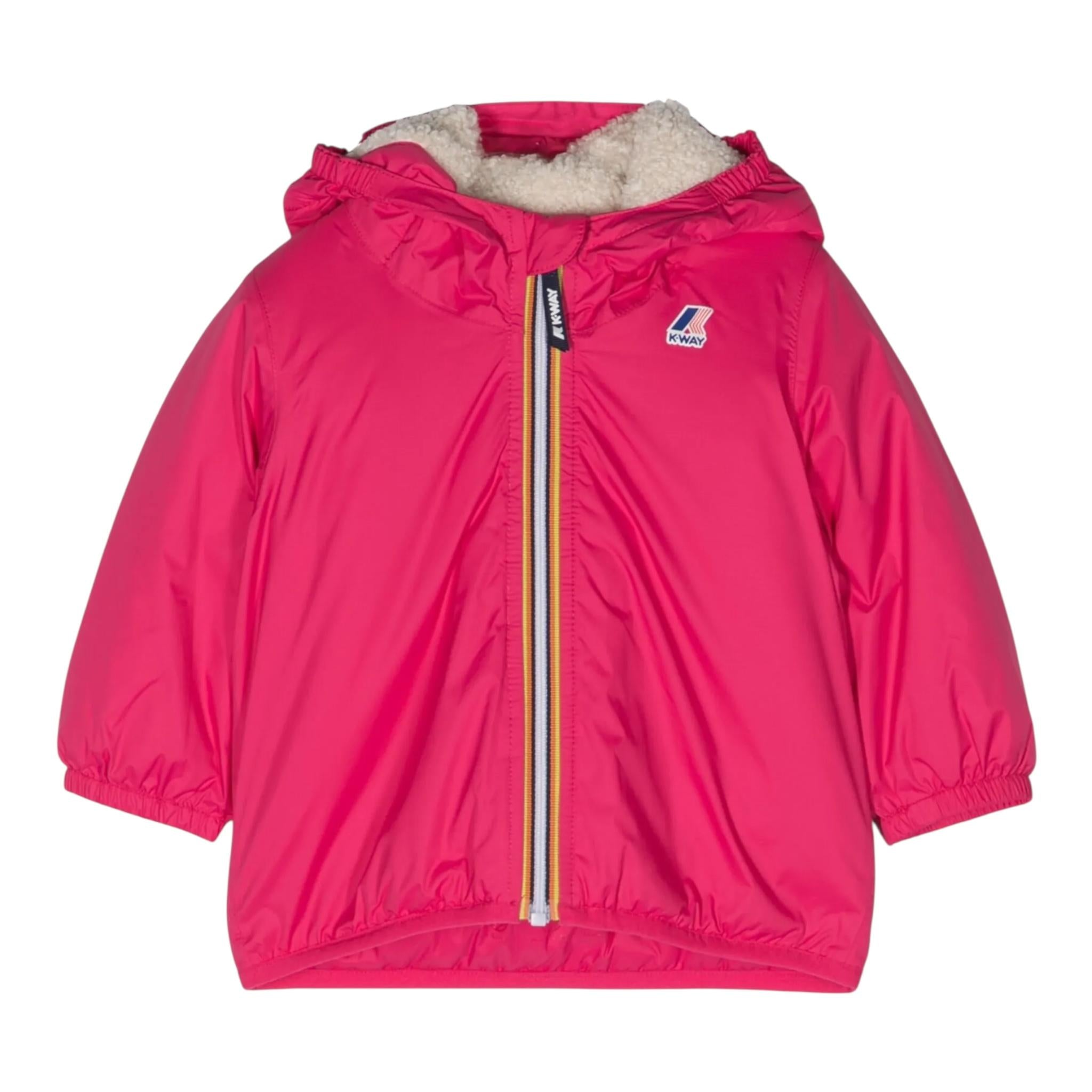 K-WAY giubbino tinta unita con cappuccio Fuxia per Bambina K6115FWAXXX FUXIA K-WAY
