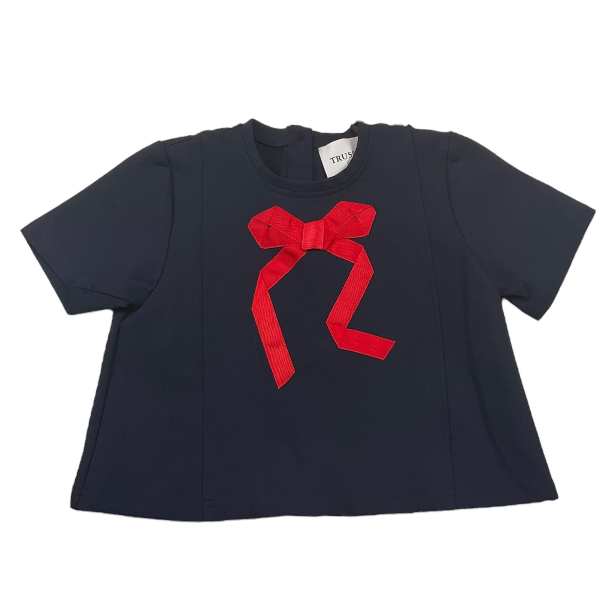 TRUSSARDI t-shirt mezza manica tinta unita con fiocco in contrast Blu per Bambina TGA25064TS BLU TRUSSARDI