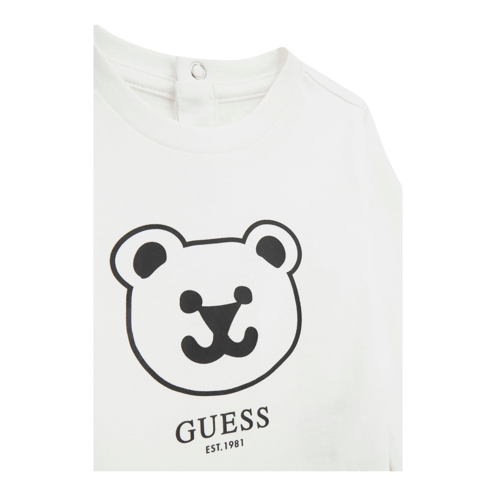 GUESS shirt girocollo tinta unita ocn logo Bianco per Neonato I4YI01K8HM4X BIANCO GUESS