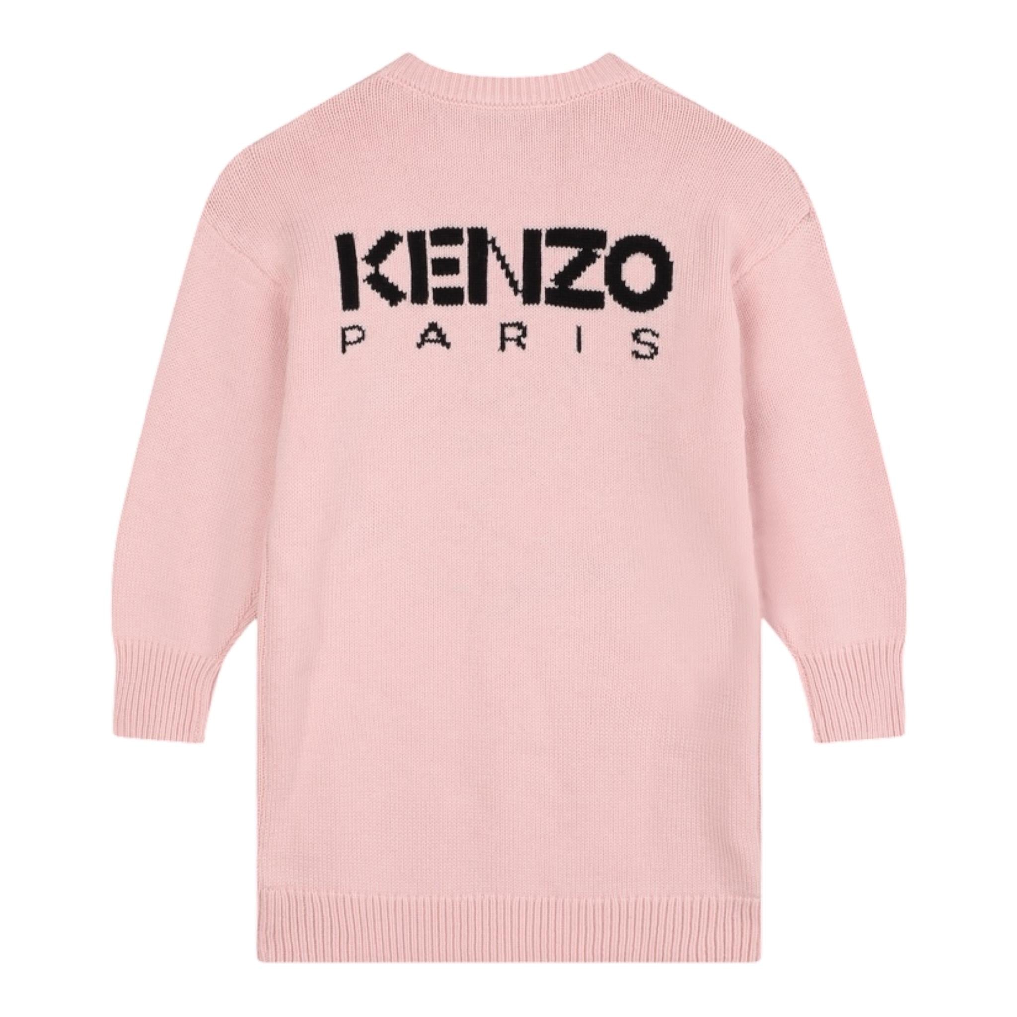 KENZO abito tinta unita in maglia con stampa Rosa per Bambina K60684 ROSA KENZO