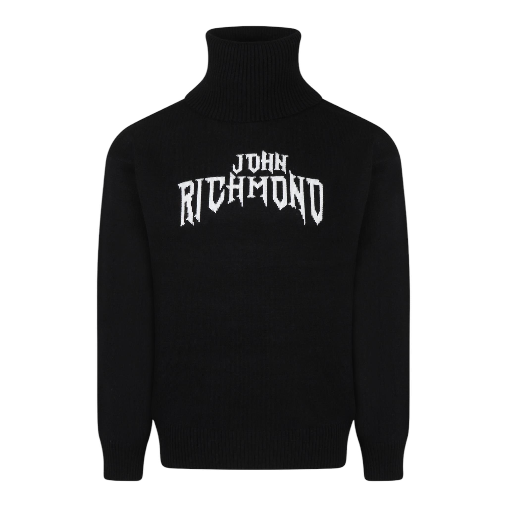 JOHN RICHMOND maglia collo alto tinta unita con stampa Nero per Bambino RBA24104LU NERO JOHN RICHMOND