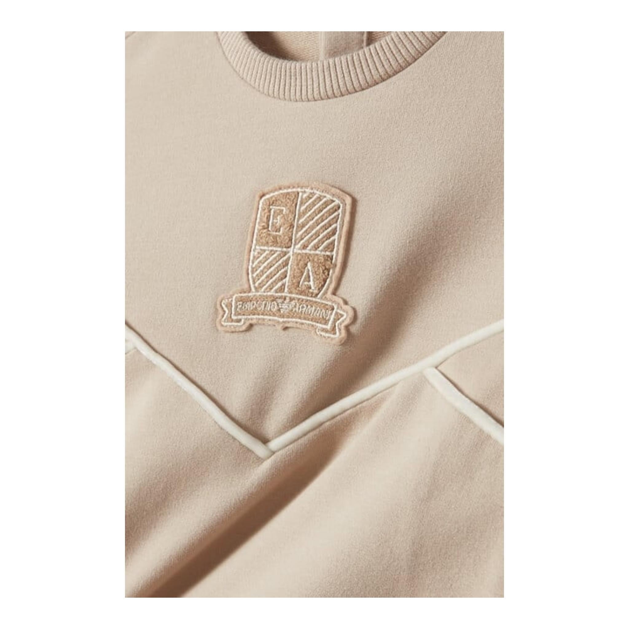EMPORIO ARMANI felpa girocollo tinta unita con stampa Beige per Bambino 6DHMJ7J BEIGE EMPORIO ARMANI