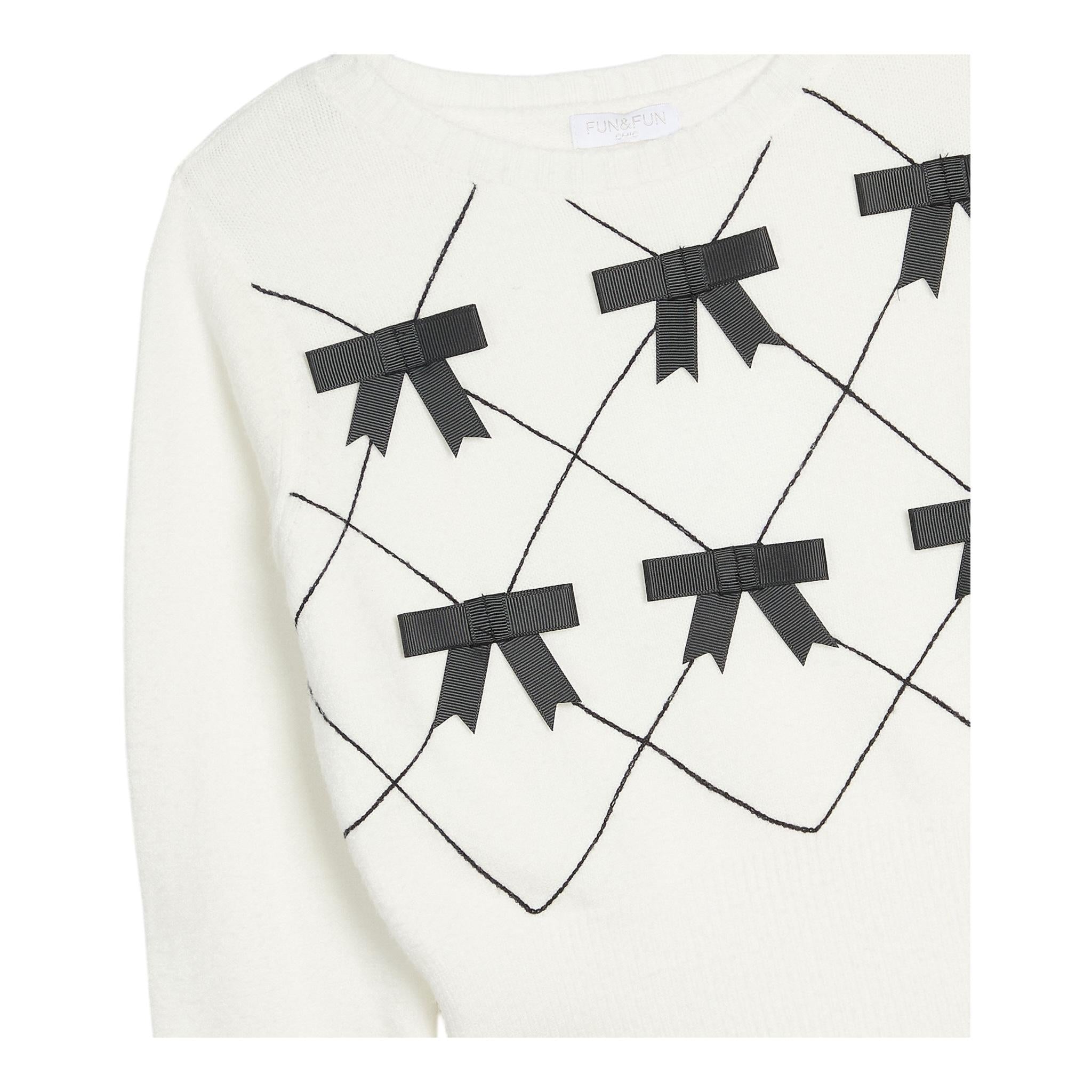 FUN & FUN maglia girocollo tinta unita cn fiocchi Bianco per Bambina FCJSW00061 BIANCO FUN & FUN