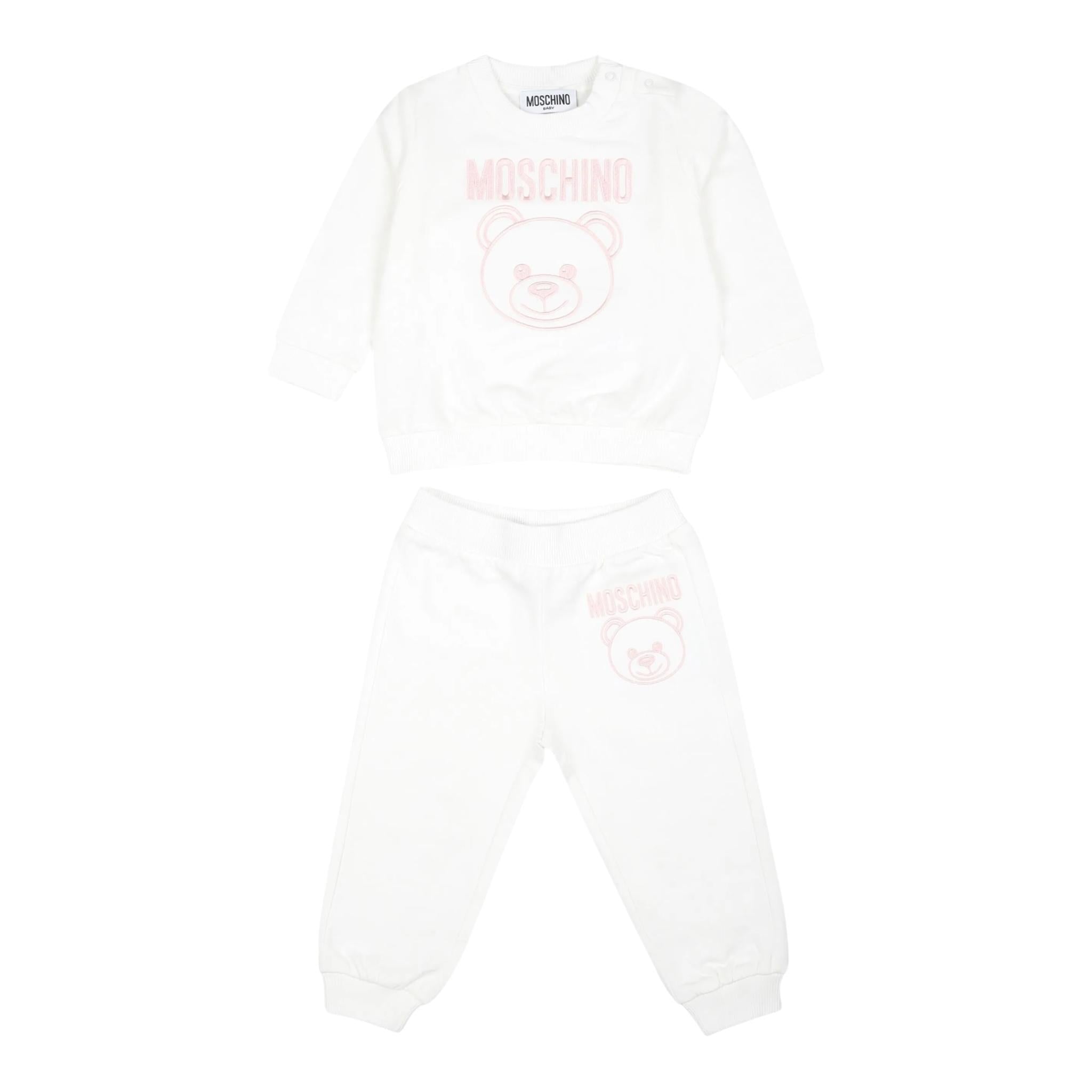 MOSCHINO completo 2 pezzi felpa-pantalone tinta unita Rosa per Neonata MUK051A ROSA MOSCHINO