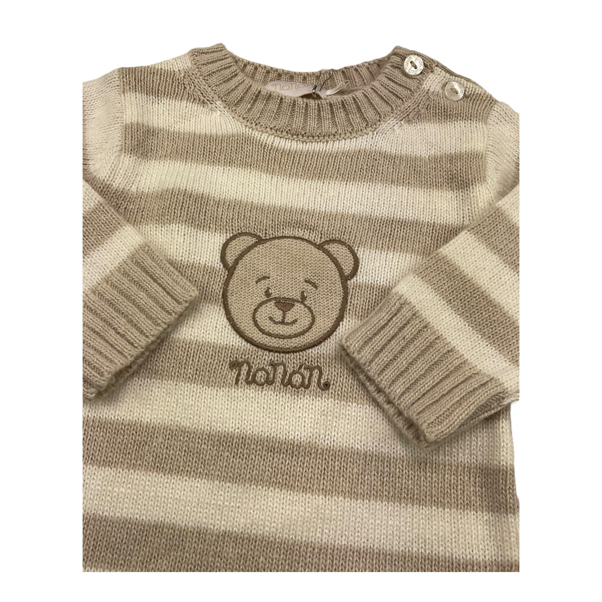 NANAN tutina manica lunga fantasia a righe Beige per Neonato 24186BE BEIGE NANAN