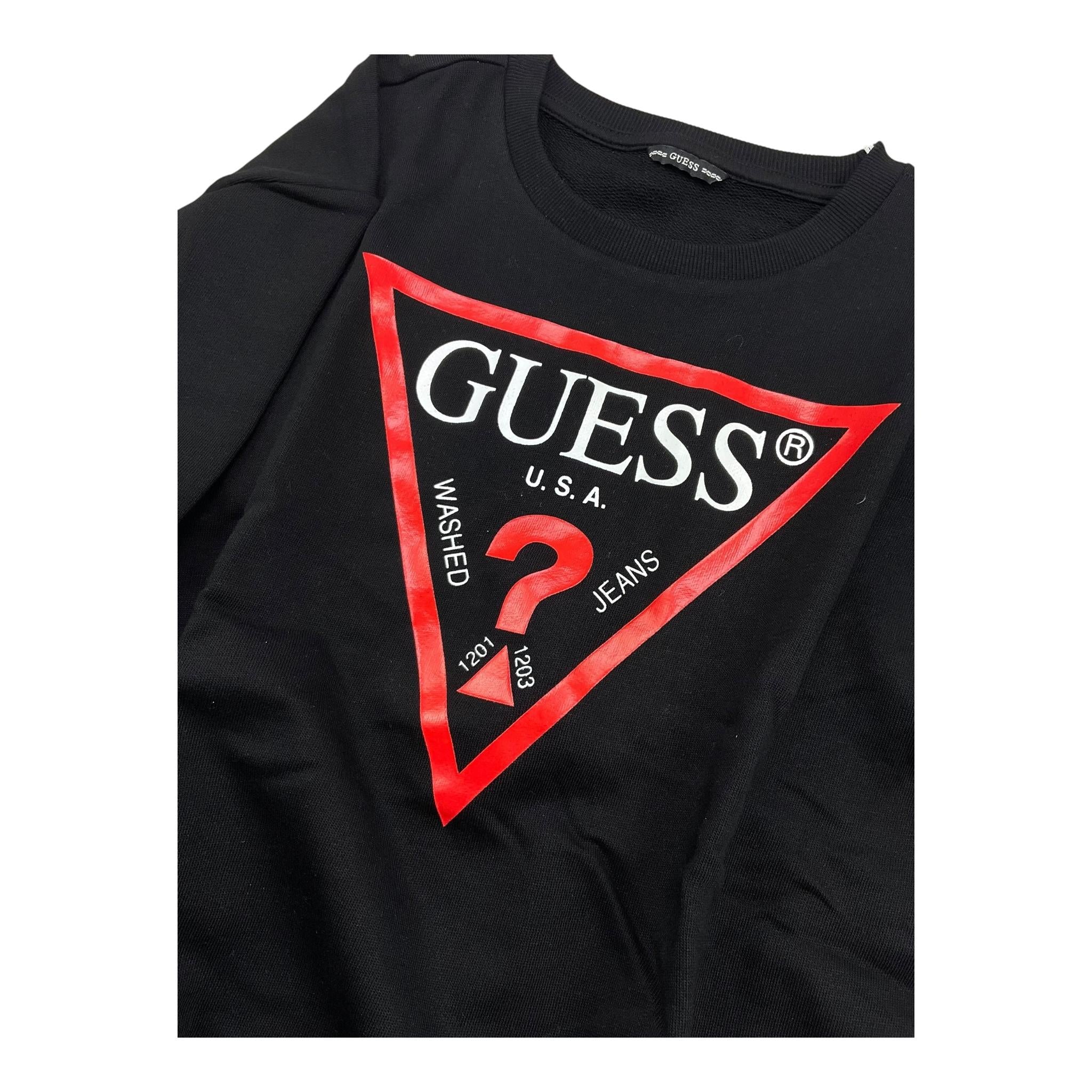 GUESS felpa chiusa girocollo tinta unita con stampa logo Nero per Bambino L73Q09KAUG0 NERO GUESS