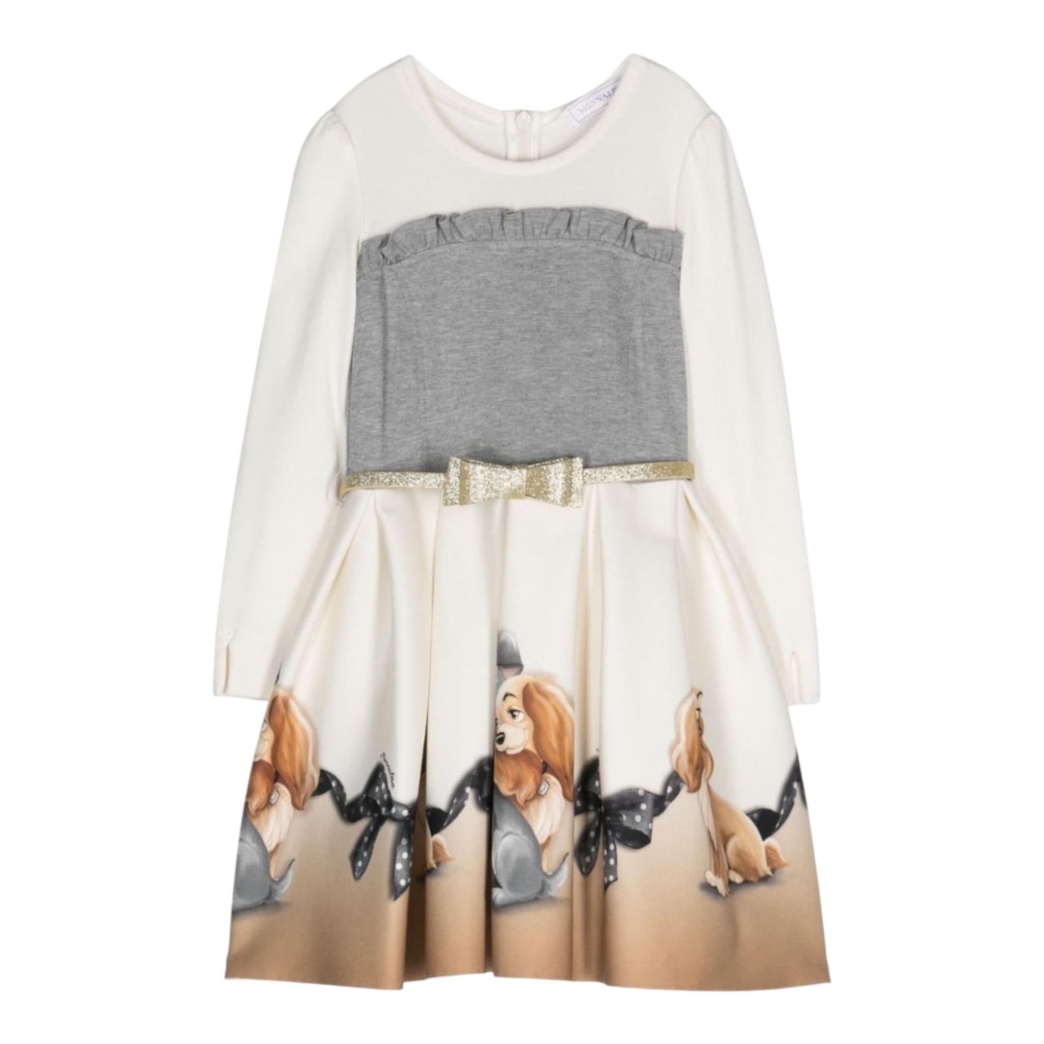 MONNALISA abito bicolore con stampa Panna/grigio per Bambina 11D904 PANNA/GRIGIO MONNALISA