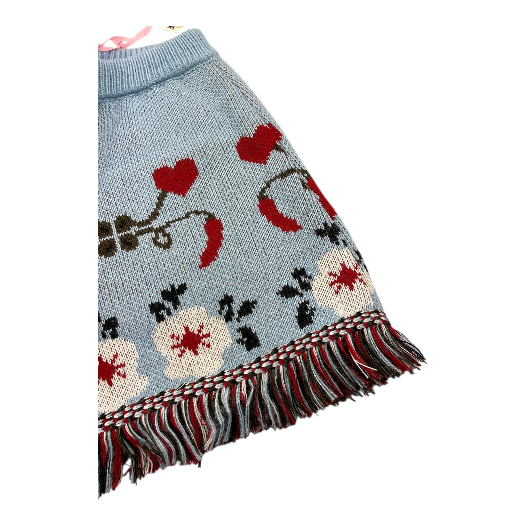 VICOLO short in maglia tinta unita con ricami e frange Azzurro per Bambina 3142SW0050 AZZURRO VICOLO