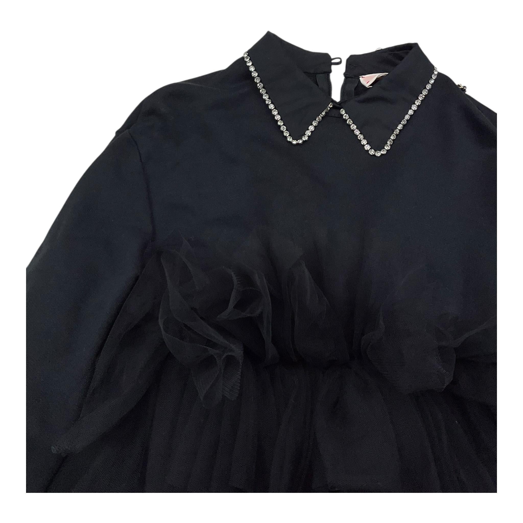 ELISABETTA FRANCHI abito manica lunga tinta unita cn gonna tulle Nero per Bambina EFAB499 NERO ELISABETTA FRANCHI