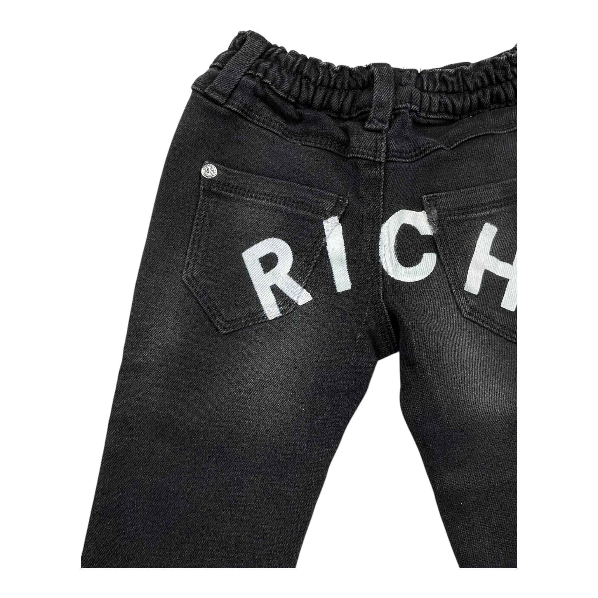 JOHN RICHMOND jeans tinta unita con stampa Nero per Neonato RIA24029JE NERO JOHN RICHMOND