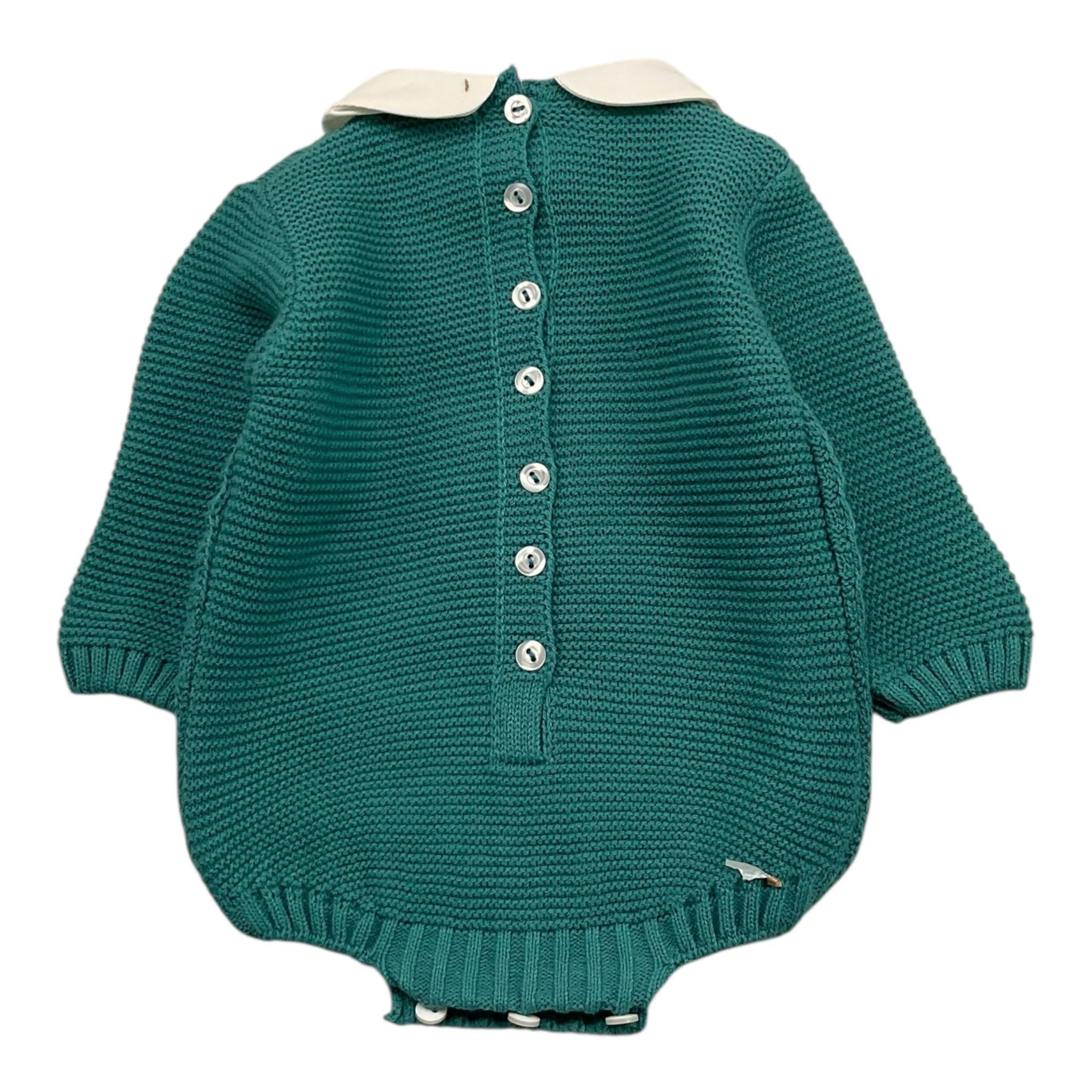 JULIANA pagliaccetto tinta unita con colletto Verde per Neonata 24617 VERDE JULIANA