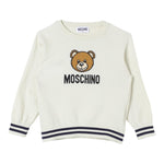 MOSCHINO maglia girocollo tinta unita con stampa in contrasto Panna per Neonato MYW00J PANNA MOSCHINO