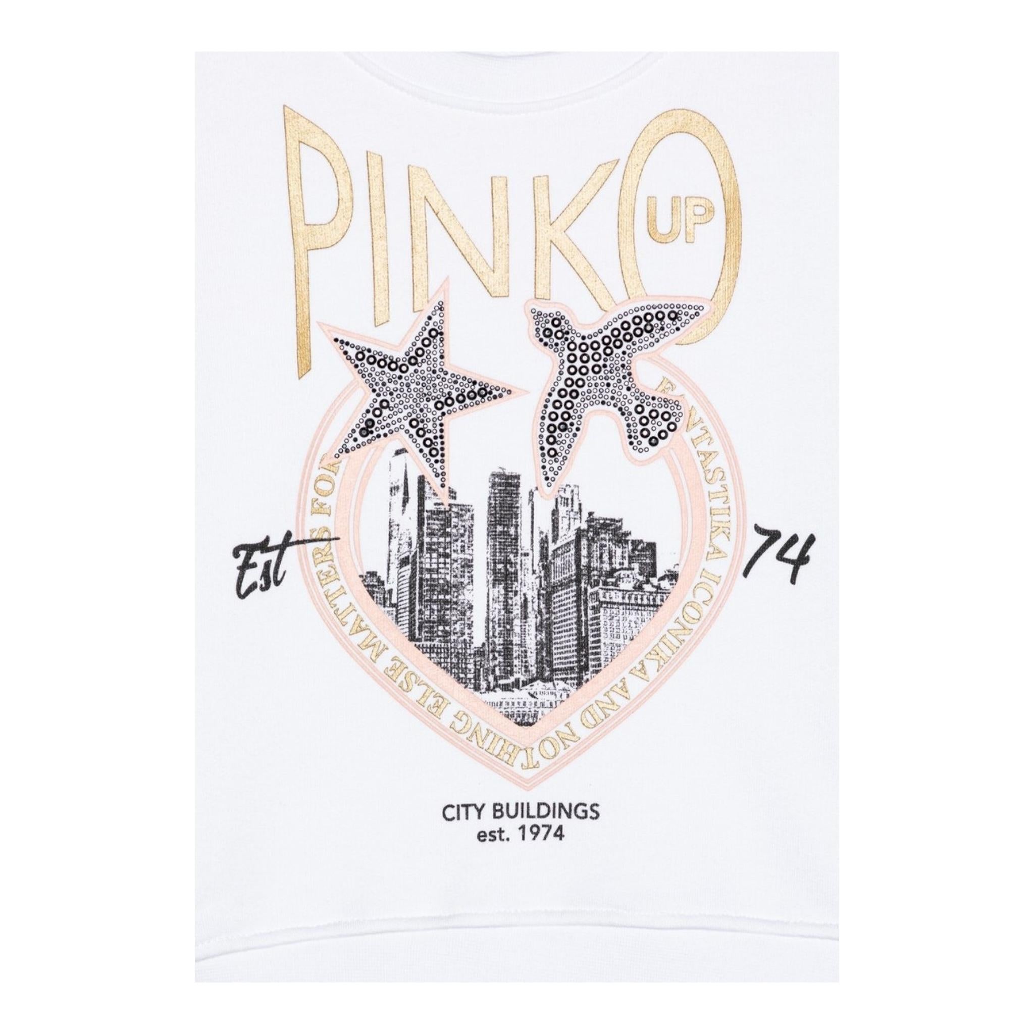 PINKO felpa girocollo tinta unita con stampa Bianco per Bambina F4PIJGSW218X BIANCO PINKO
