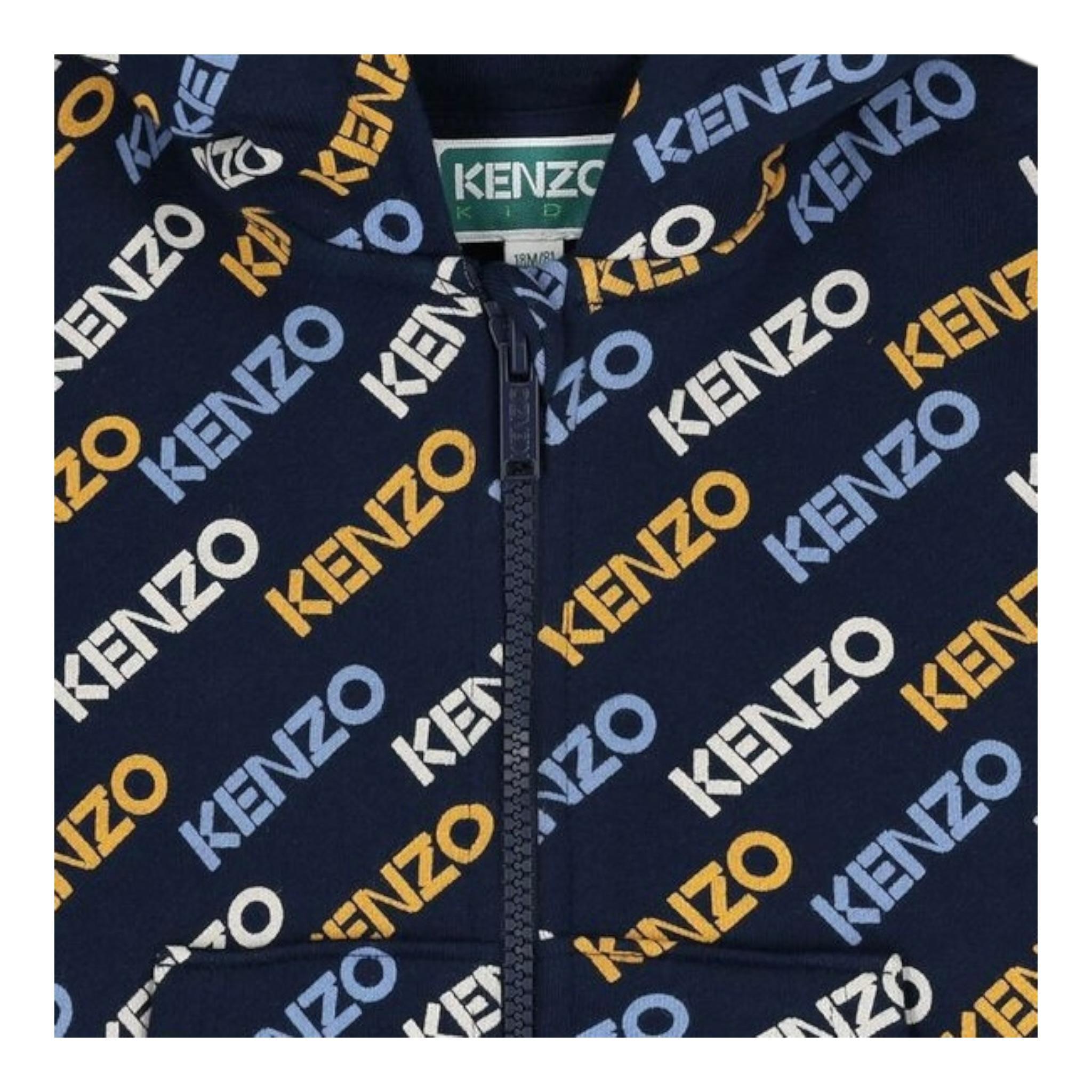 KENZO completo 2pz felpa-pantalone tinta unita logato Blu per Neonato K60511 BLU KENZO