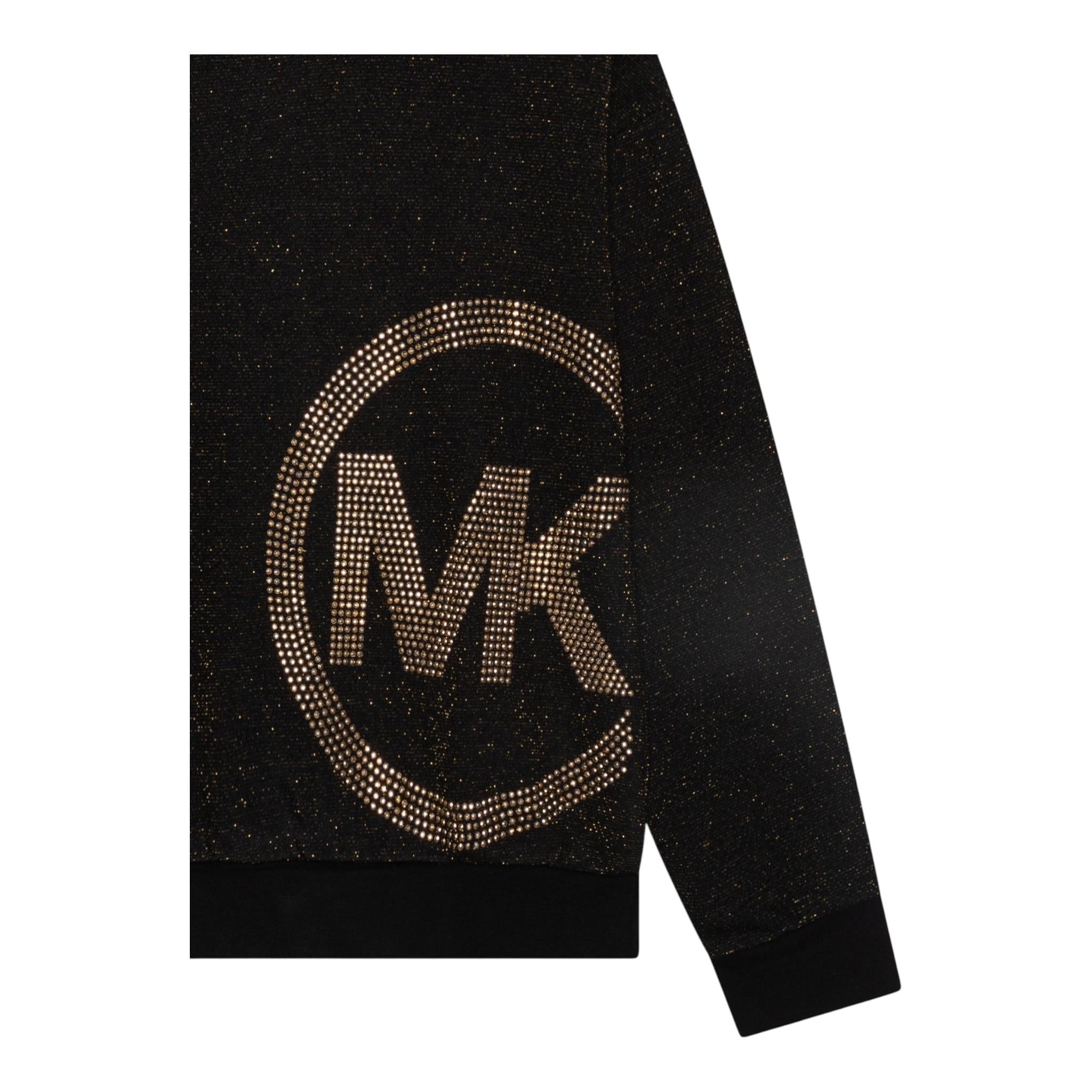MICHAEL KORS felpa con cappuccio tinta unita glitter Nero per Bambina R30154X NERO MICHAEL KORS