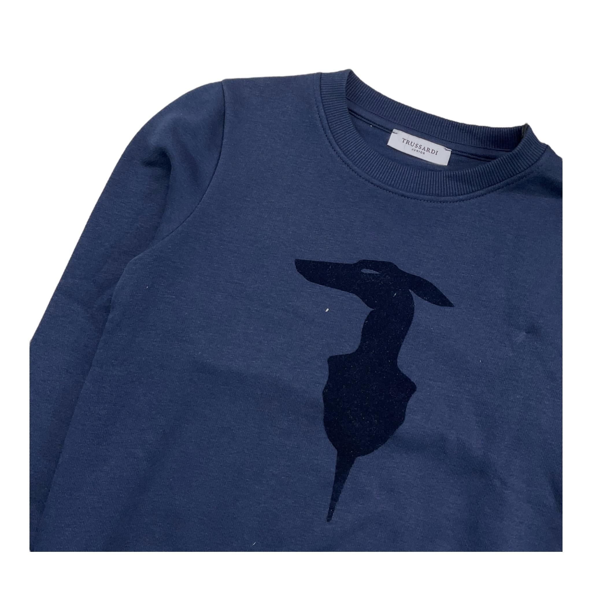 TRUSSARDI felpa chiusa girocollo tinta unita con stampa Blu per Bambino TBA25004FE BLU TRUSSARDI