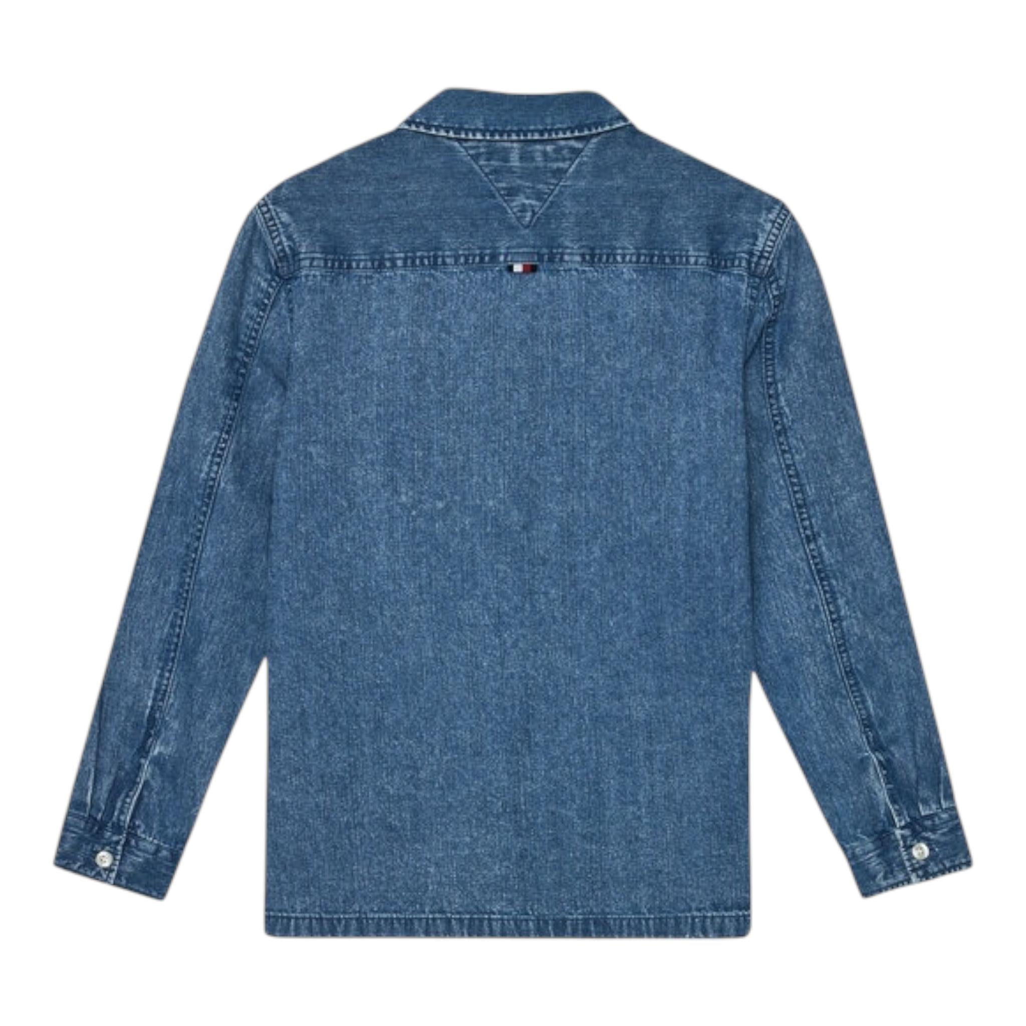 TOMMY HILFIGER camicia in denim tinta unita con tasche Blu per Bambino KB0KB08727 BLU TOMMY HILFIGER