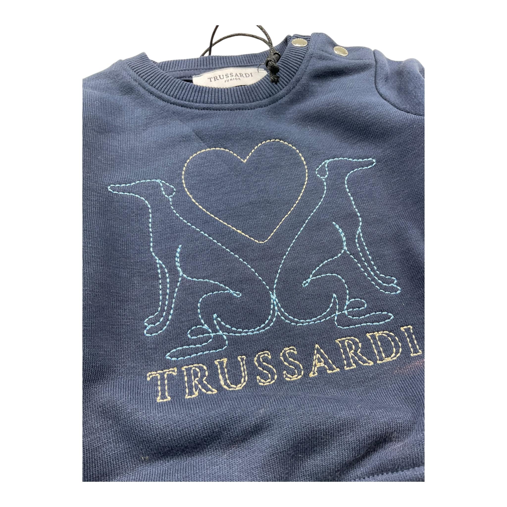 TRUSSARDI felpa girocollo tinta unita con stampa Blu per Neonata TIA25156FE BLU TRUSSARDI