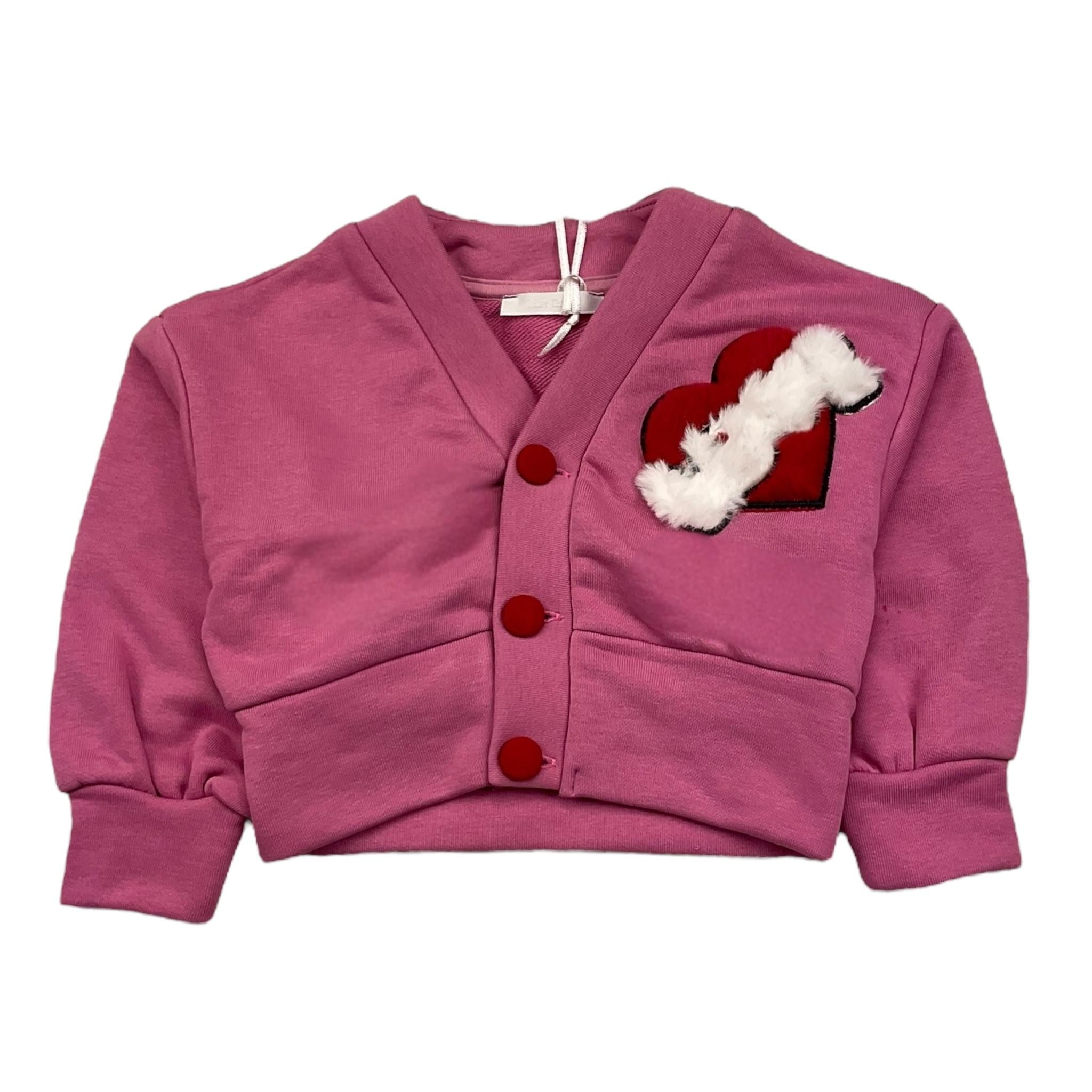 MISS GRANT cardigan tinta unita con bttoni e stampa Rosa per Neonata MG1136N ROSA MISS GRANT