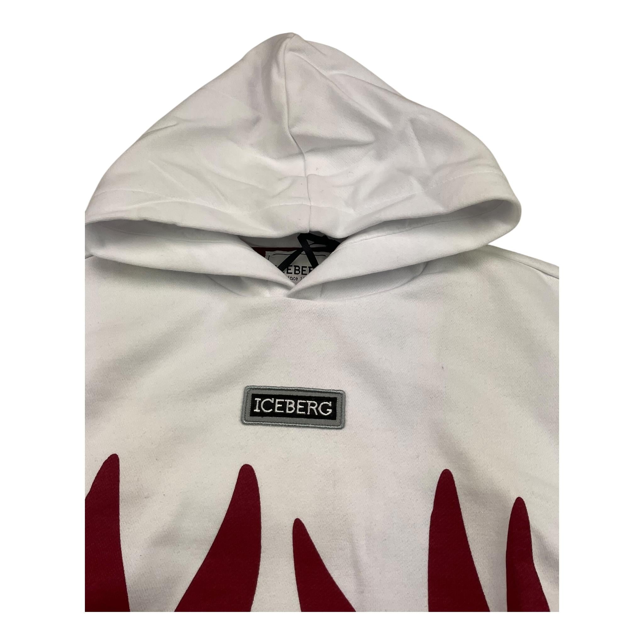 ICEBERG felpa chiusa con cappuccio tinta unita con stampa logo Bianco per Bambino MFICE5318JXX BIANCO ICEBERG