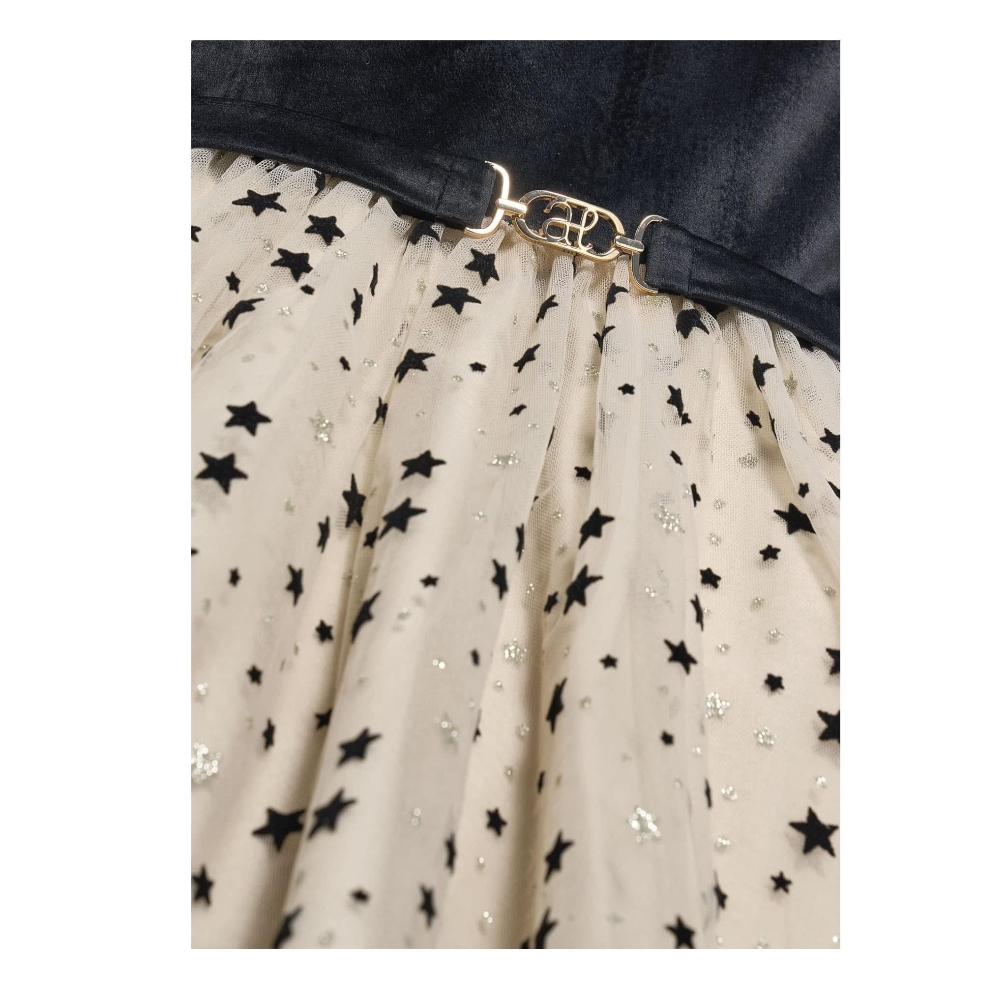 ABEL & LULA abito mezza manica bicolore con gonna tulle Nero/beige per Bambina 5532 NERO/BEIGE ABEL & LULA