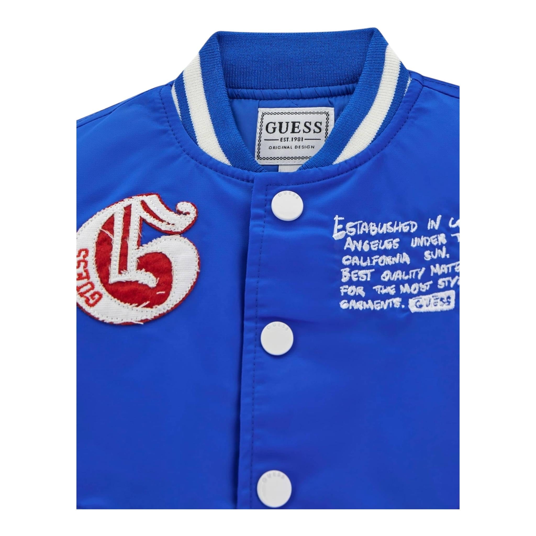 GUESS giubbino modello college bicolore con zip Cobalto per Bambino N4YL03WGB90 COBALTO GUESS