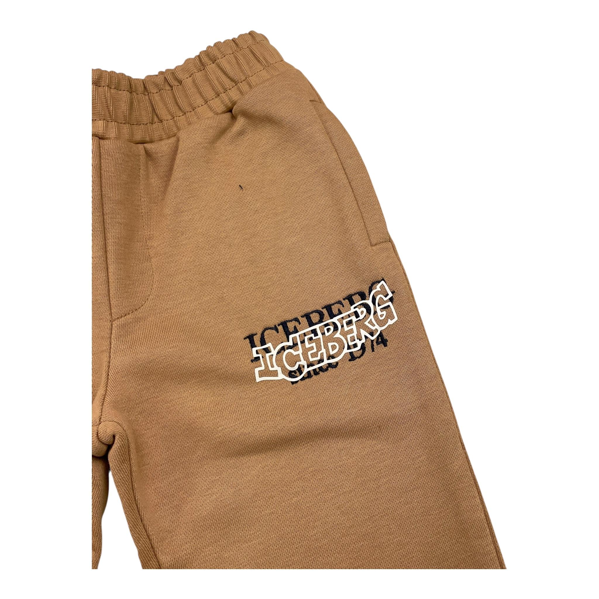 ICEBERG pantalone tuta tinta unita con logo Beige per Bambino PFICE5310B BEIGE ICEBERG