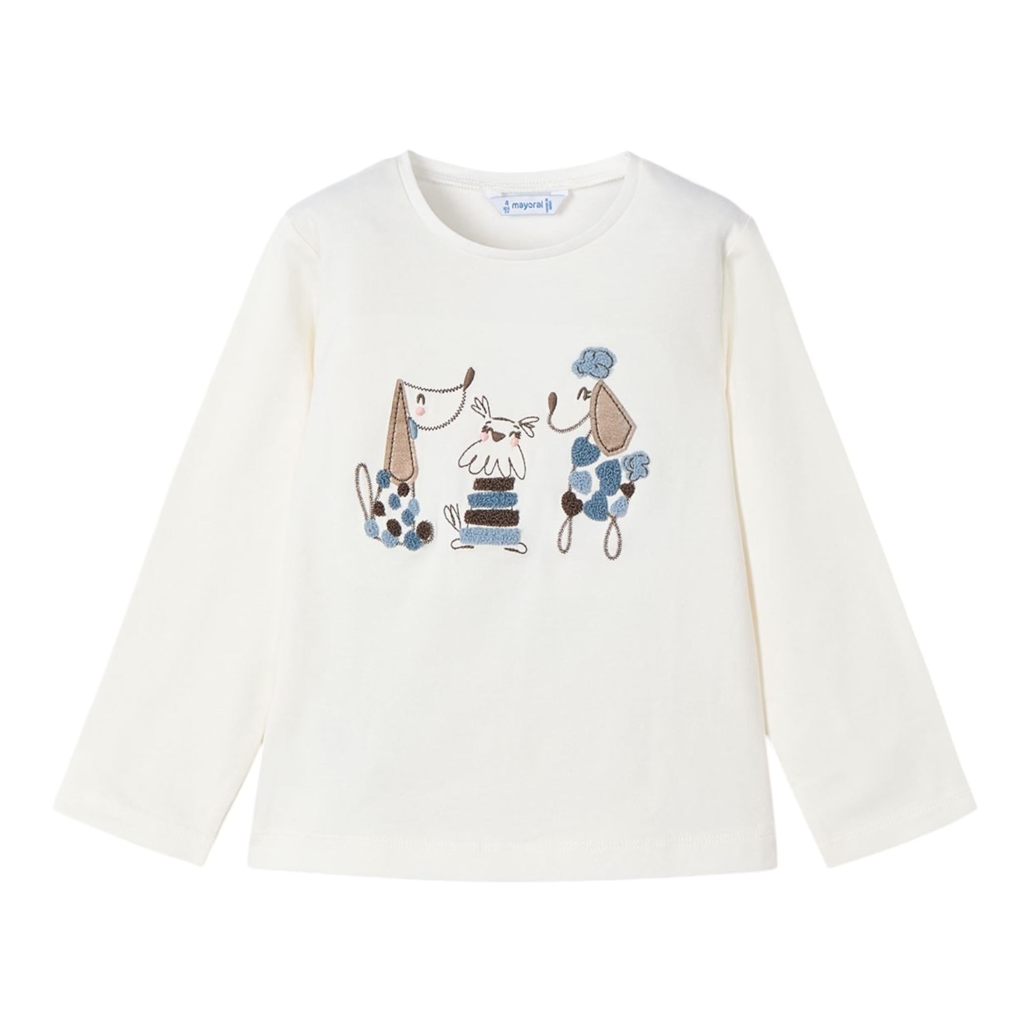 MAYORAL shirt girocollo tinta unita con stampa in contrasto Bianco per Bambina 4070X BIANCO MAYORAL