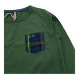 SUN68 shirt girocollo tinta unita cn taschino in contrasto Verde per Bambino T44306 VERDE SUN68