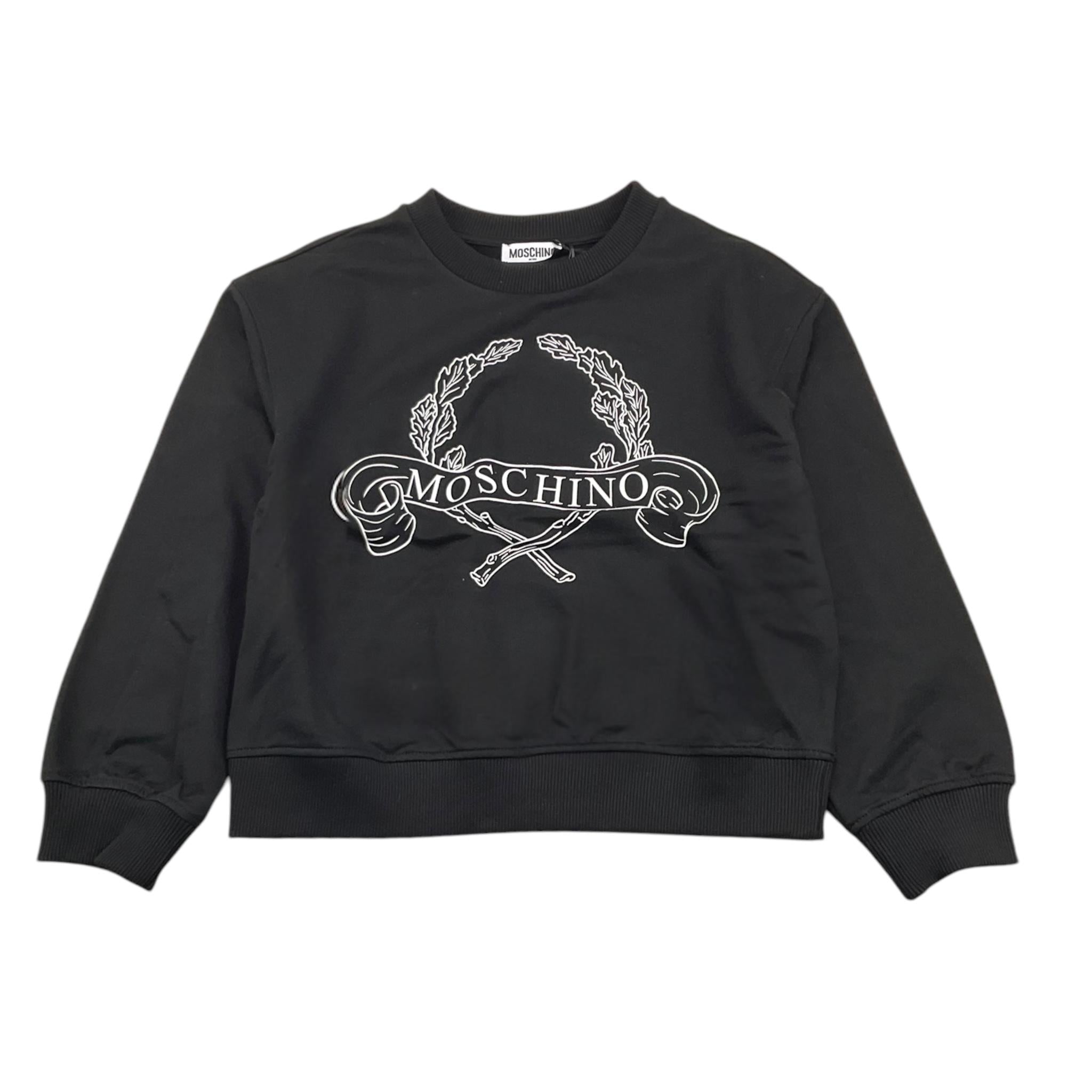 MOSCHINO felpa girocollo tinta unita con stampa Nero per Bambina HRF07Y NERO MOSCHINO