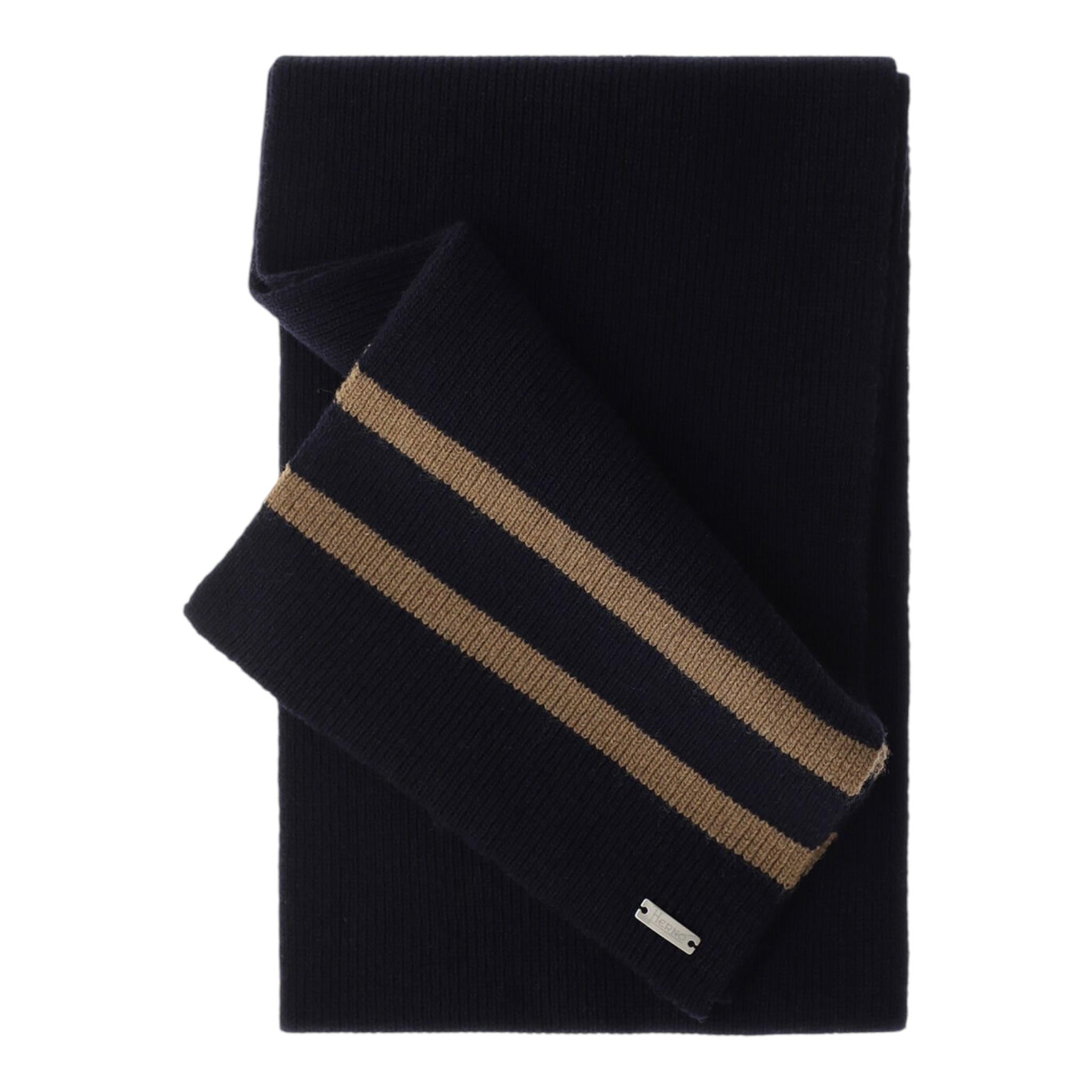 HERNO sciarpa tinta unita con righe in contrasto Blu per Bambino SCP00010X BLU HERNO