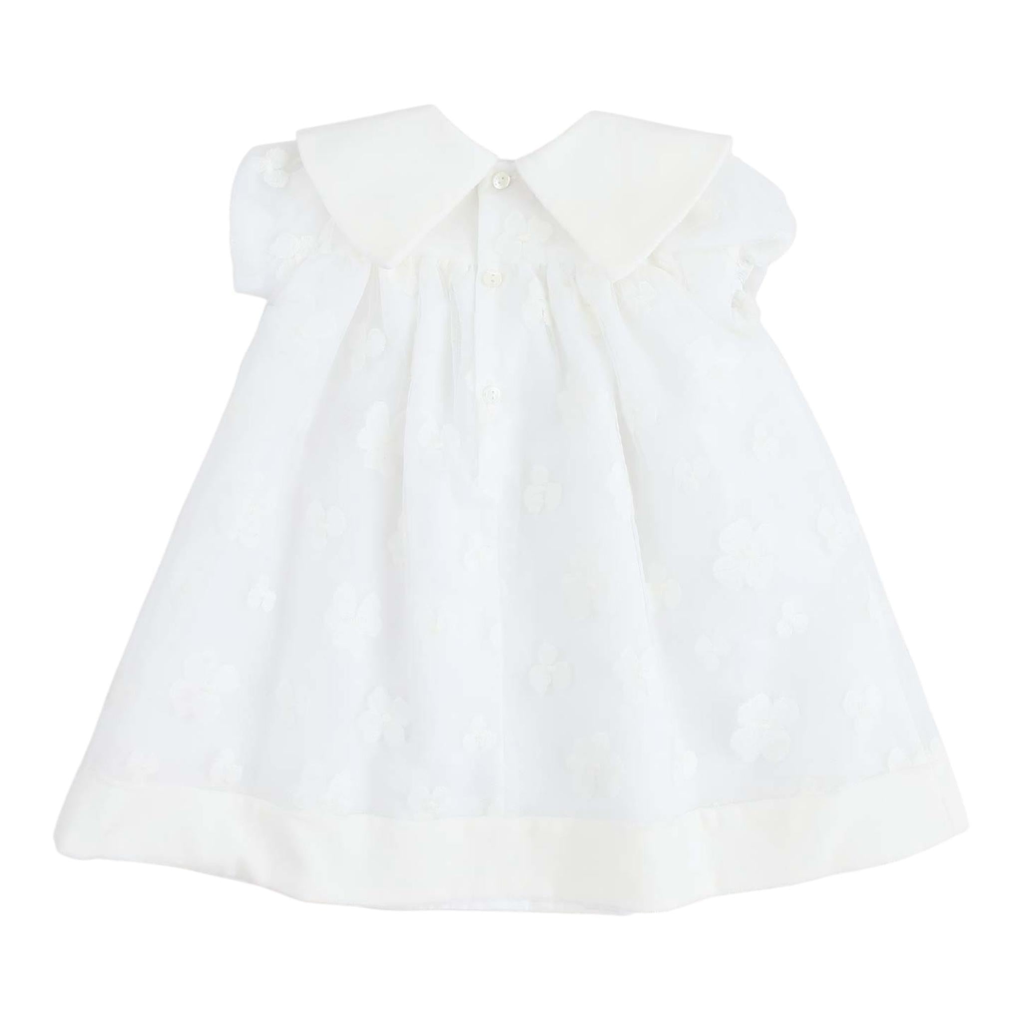 LA STUPENDERIA abito tinta unita mezza manica con ricami Bianco per Neonata CCAB24 BIANCO LA STUPENDERIA