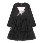 GUESS abito manica lunga tinta unita con gonna tulle Nero per Bambina J4YK06KB8R0X NERO GUESS