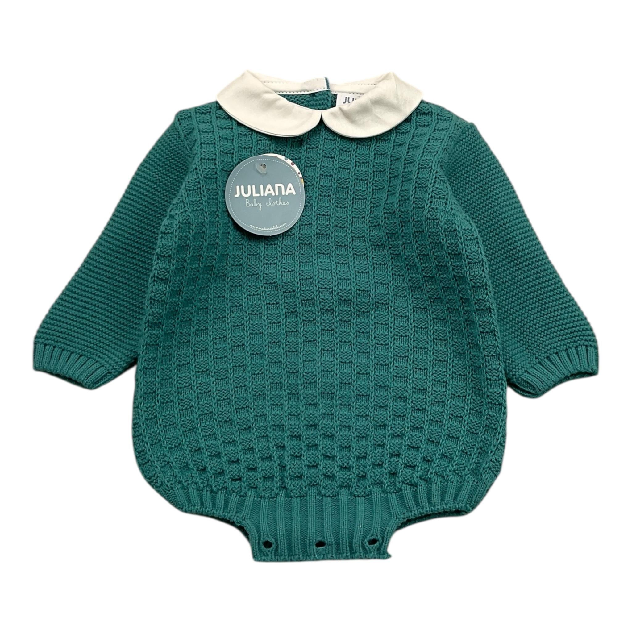 JULIANA pagliaccetto tinta unita con colletto Verde per Neonata 24617 VERDE JULIANA