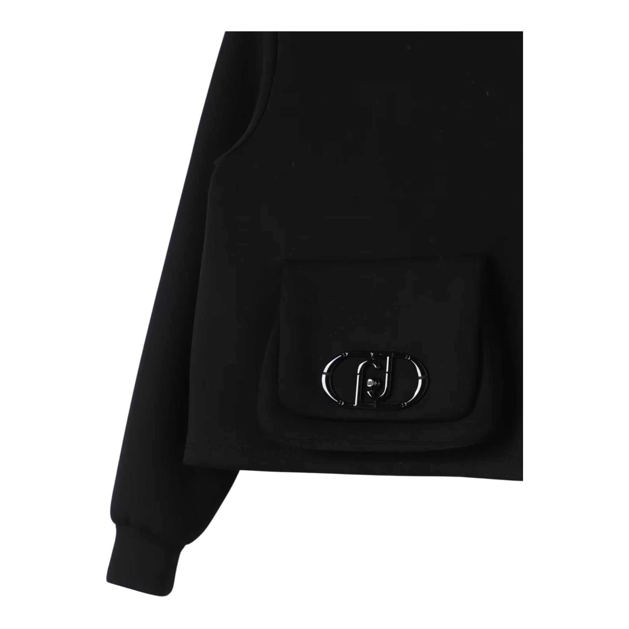 LIU JO felpa chiusa girocollo tinta unita con stampa Nero per Bambina GF4161XX NERO LIU JO