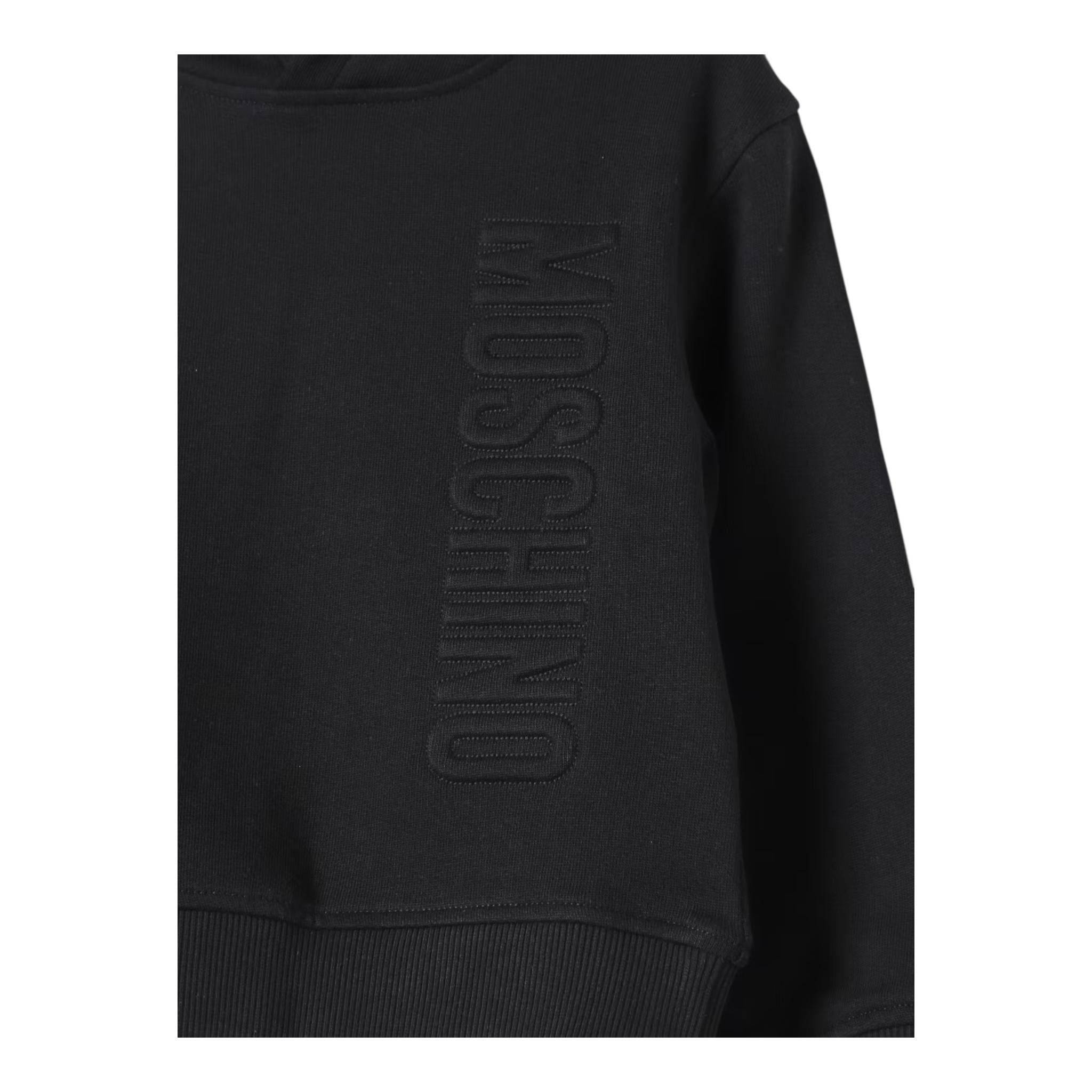 MOSCHINO felpa tinta unita con cappuccio Nero per Bambino HNF07KX NERO MOSCHINO