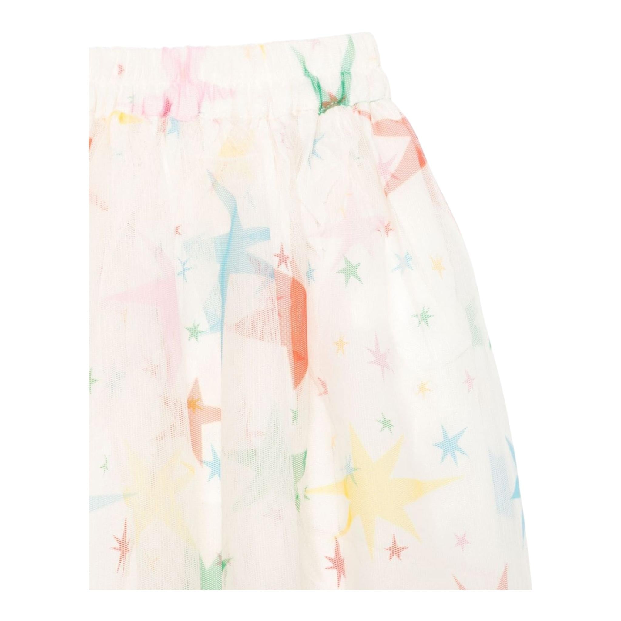 STELLA McCARTNEY gonna tinta unita in tulle con stampa Bianco per Bambina TV7B01 BIANCO STELLA McCARTNEY