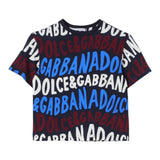DOLCE & GABBANA t-shirt girocollo tinta unita con stampa Blu per Bambino L4JTHV BLU DOLCE & GABBANA