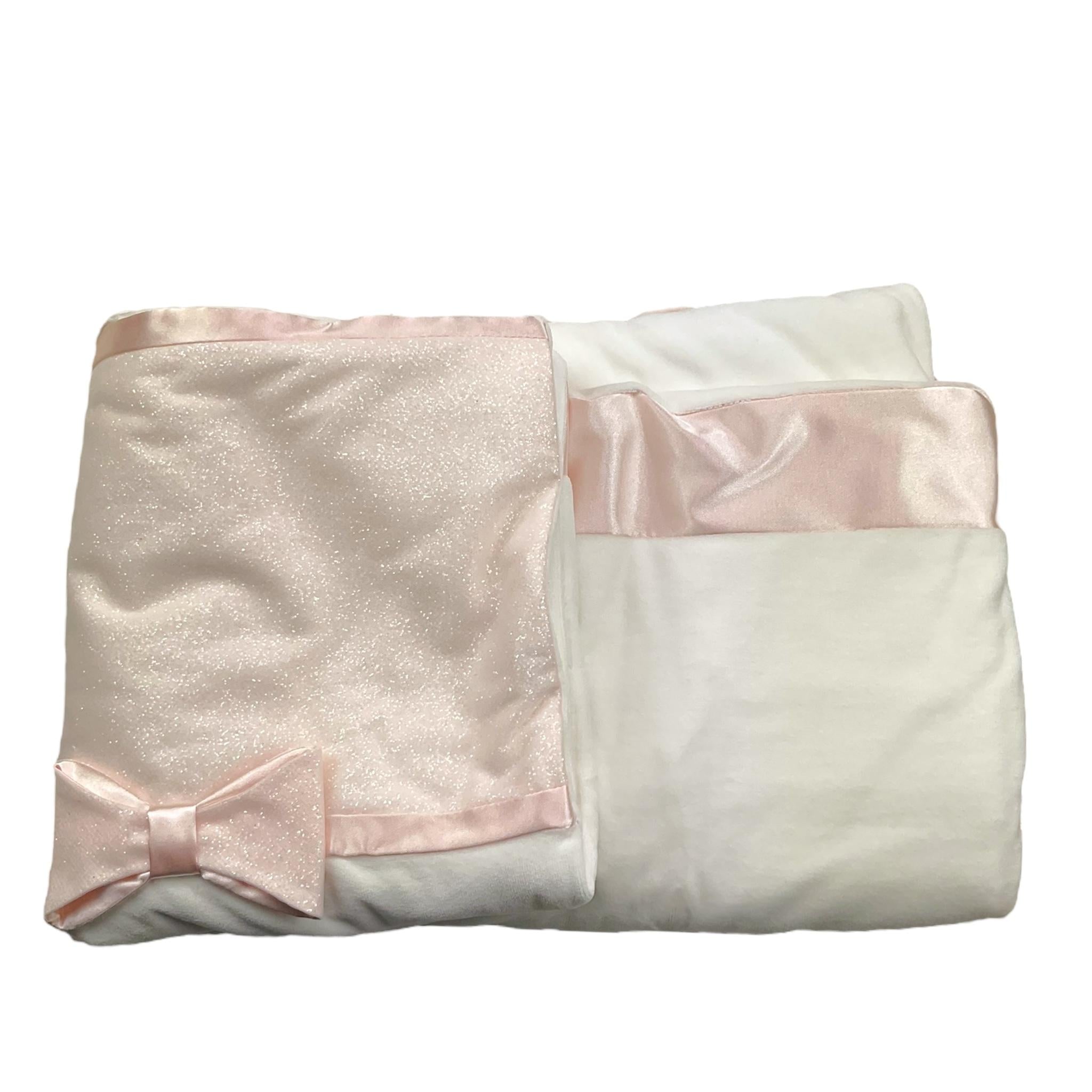 MINIMU' coperta bicolore con fiocco Bianco/rosa per Neonata P3960 BIANCO/ROSA MINIMU'