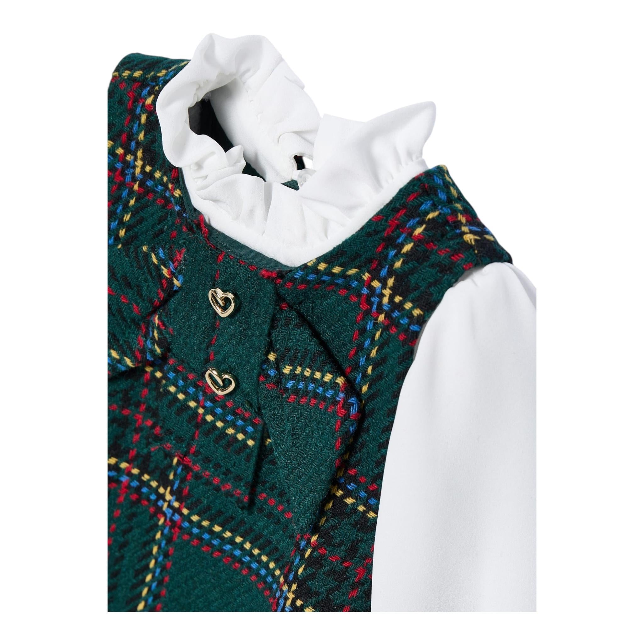 ABEL & LULA abito tinta unita con finta camicia Verde per Neonata 5527N VERDE ABEL & LULA