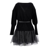 MONNALISA set abito tinta unita con maglia e cintura Nero per Bambina 41B904 NERO MONNALISA