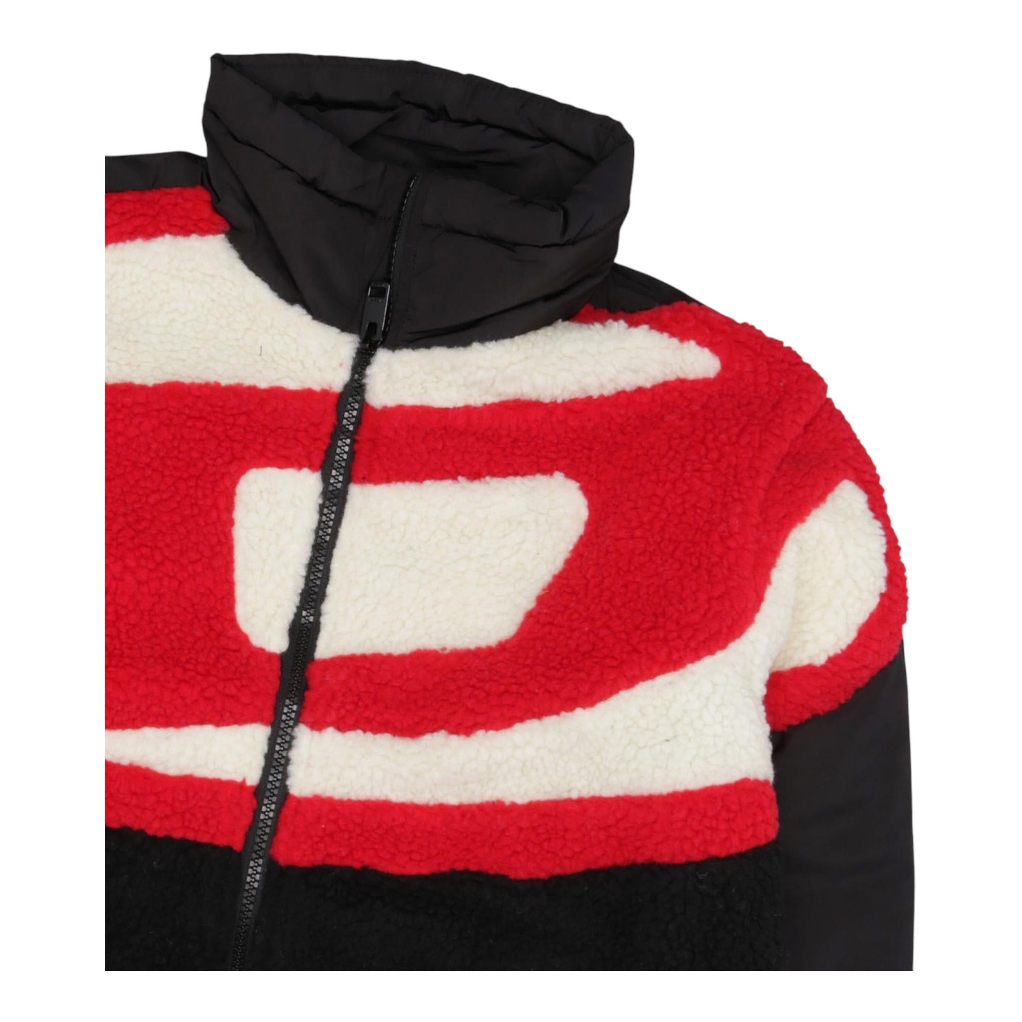 DIESEL giubbino tinta unita con zip e stampa Nero per Bambino J01954 NERO DIESEL