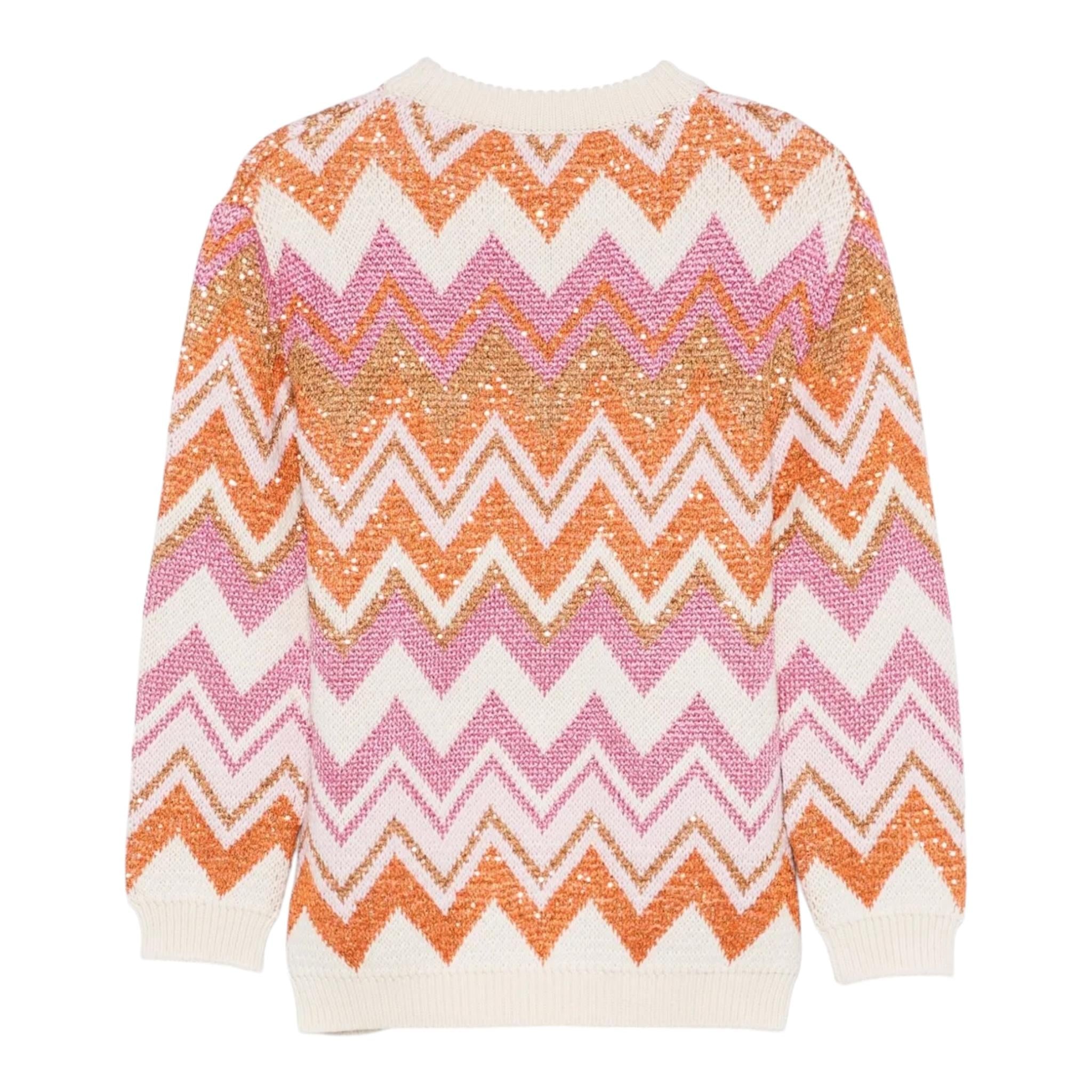 MISSONI maglia tinta unita girocollo con fantasia e paillettes Bianco per Bambina MV9A60 BIANCO MISSONI
