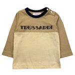 TRUSSARDI shirt girocollo bicolore con logo Beige per Neonato TIA25097 BEIGE TRUSSARDI