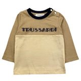 TRUSSARDI shirt girocollo bicolore con logo Beige per Neonato TIA25097 BEIGE TRUSSARDI