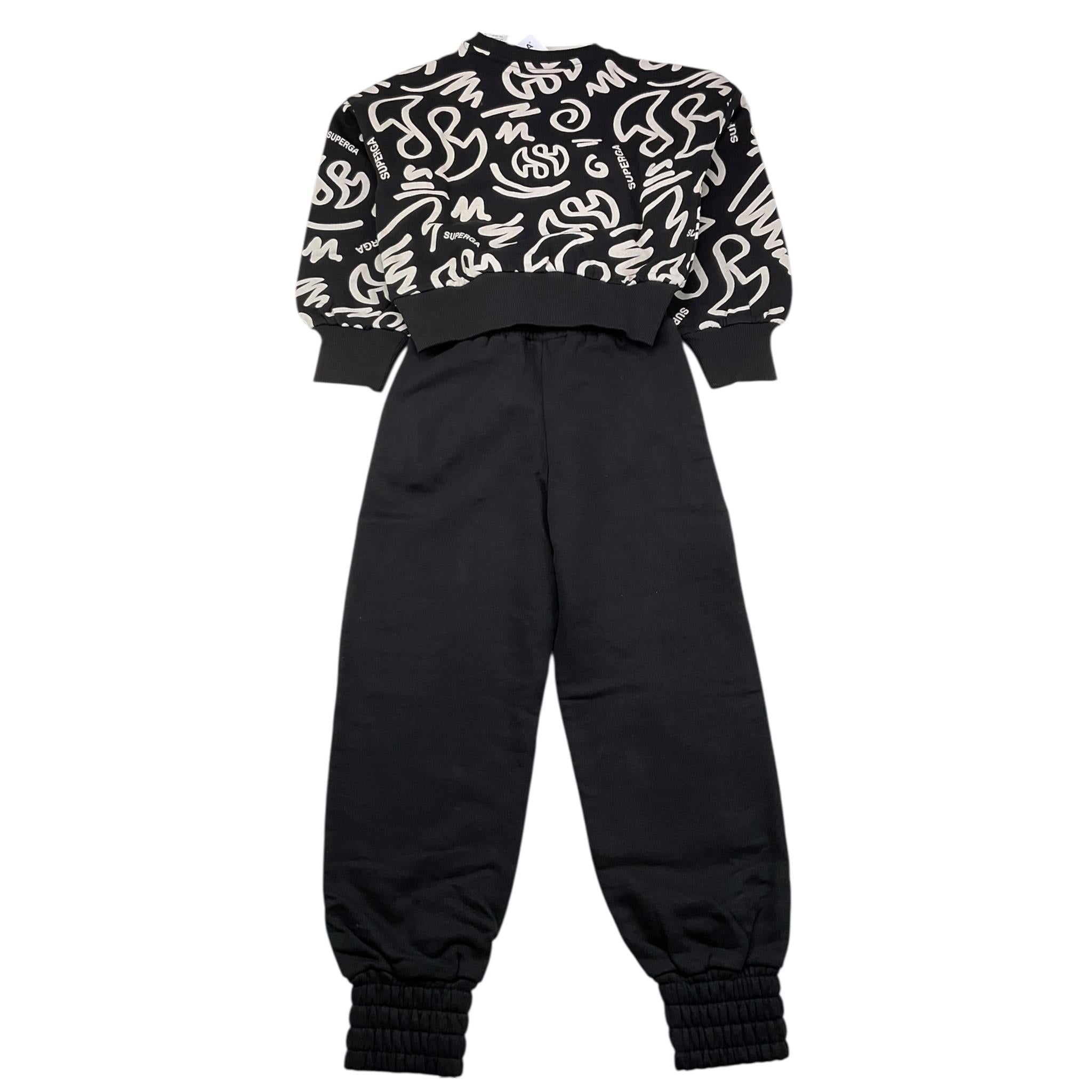 SUPERGA completo tuta 2 pezzi felpa-pantalone tinta unita Nero per Bambina A144 NERO SUPERGA