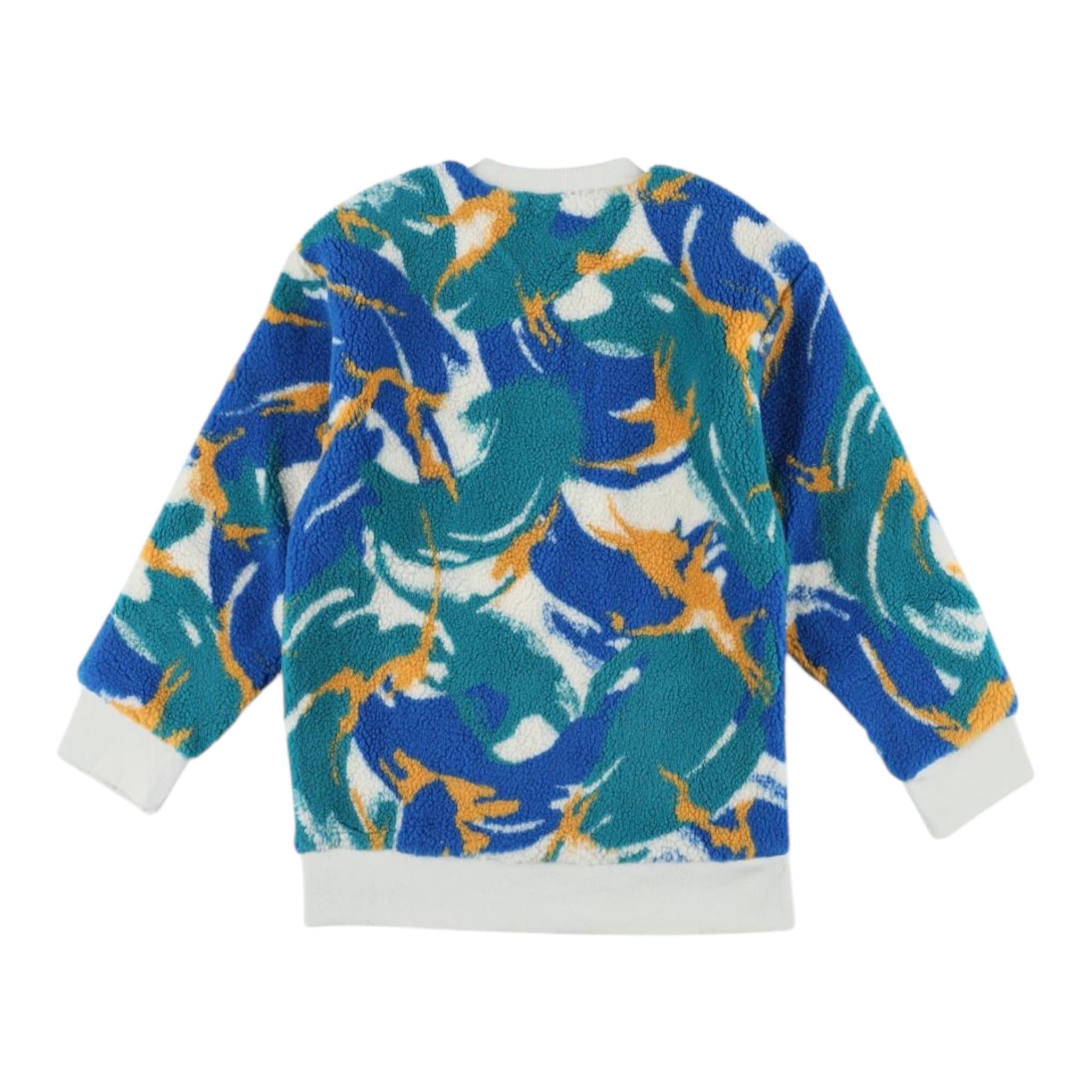 STELLA McCARTNEY felpa girocllo tinta unita con fantasia tessuto teddy Bianco per Bambino TV4R80 BIANCO STELLA McCARTNEY