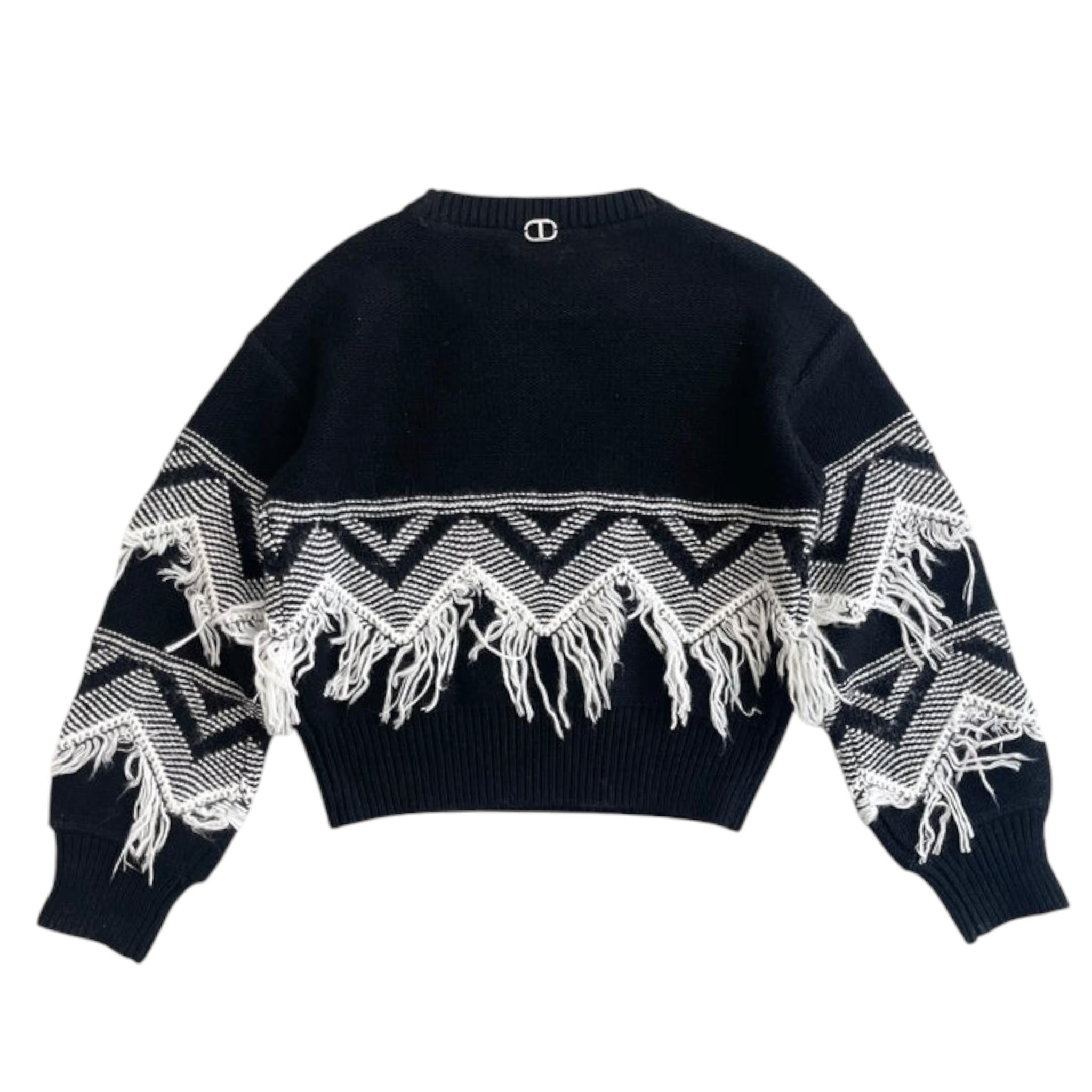 TWINSET maglia girocollo tinta unita con frange Nero per Bambina 242GJ3131 NERO TWINSET