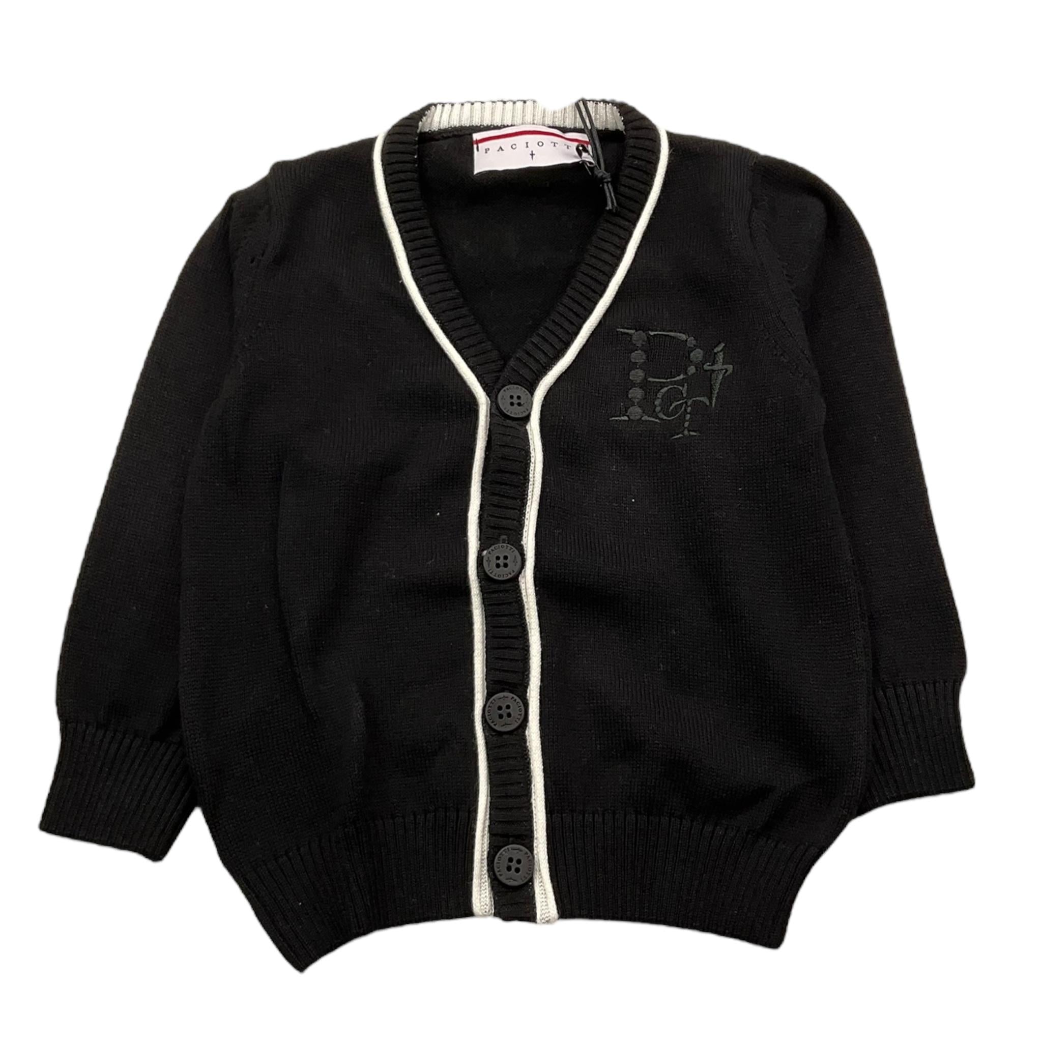 CESARE PACIOTTI cardigan tinta unita con profili in contrasto Nero per Neonato MGP5359BNX NERO CESARE PACIOTTI